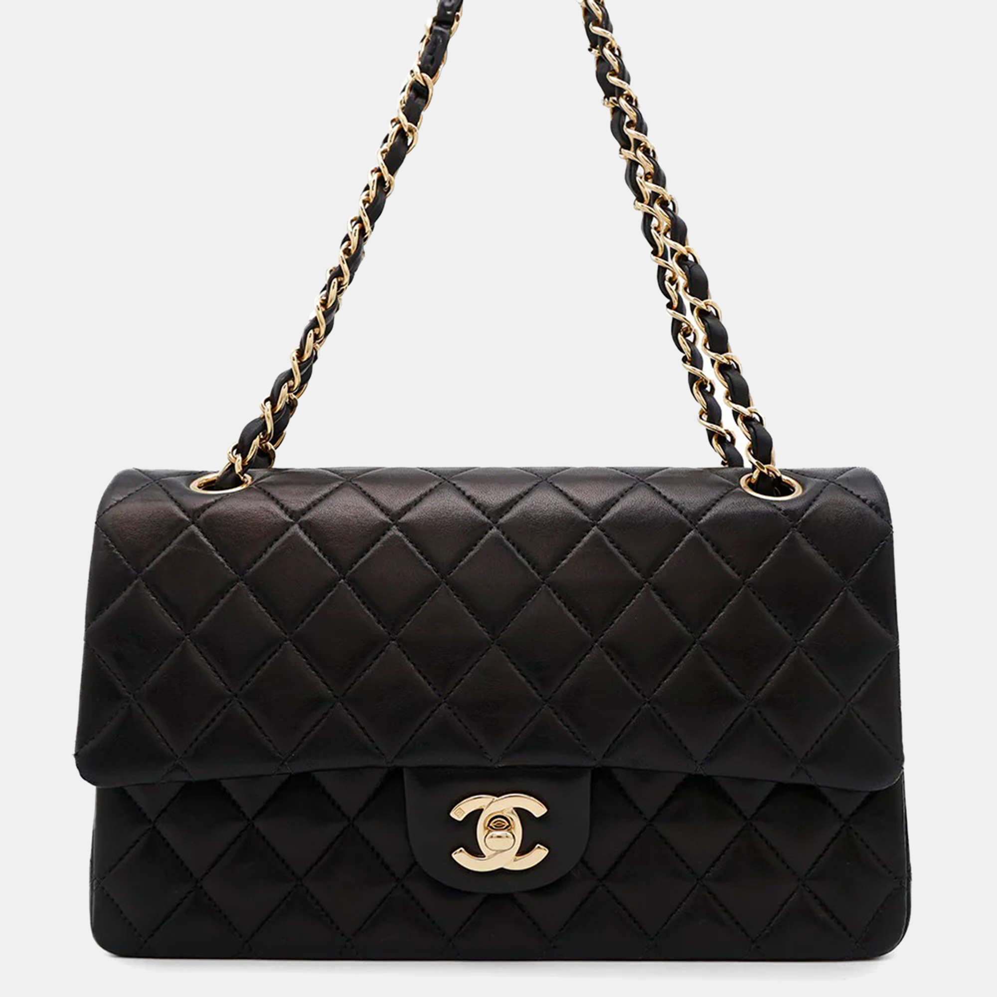 

Chanel Matelasse W Flap WChain shoulder Bag Black Lambskin Size