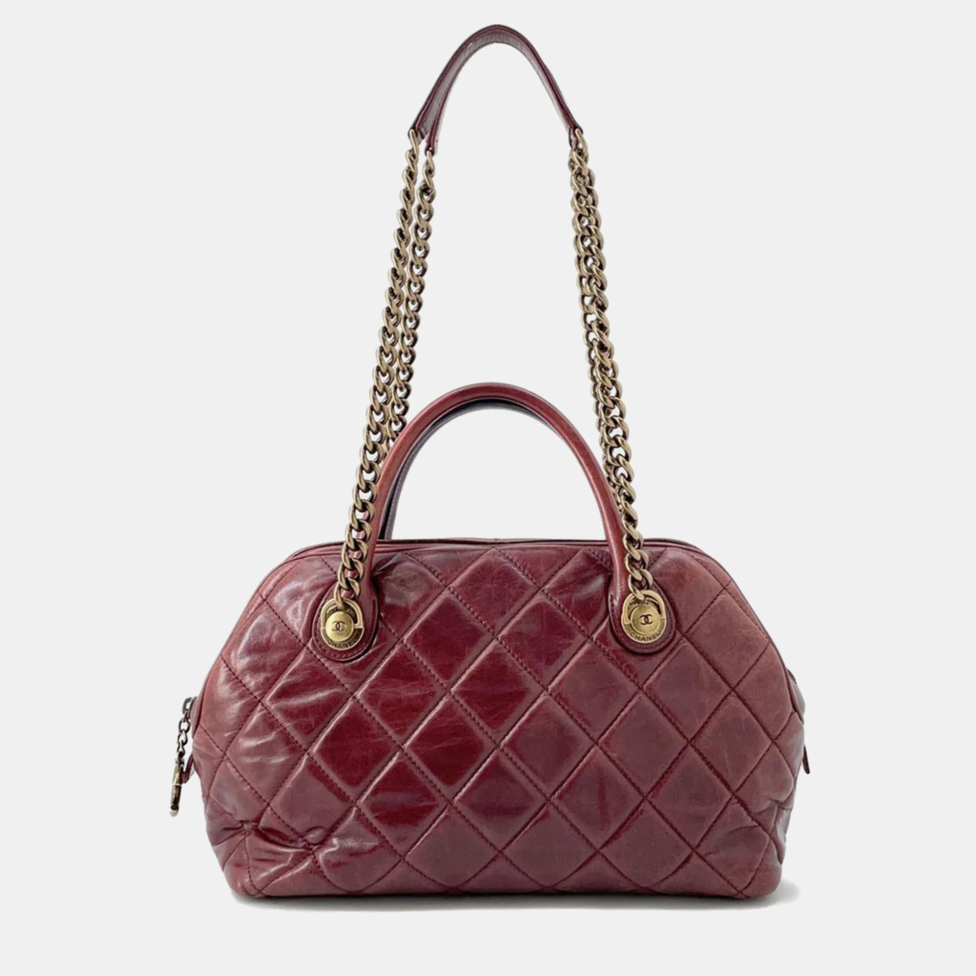 

Chanel Matelasse 2Way Bowling Bag Bordeaux Leather, Red