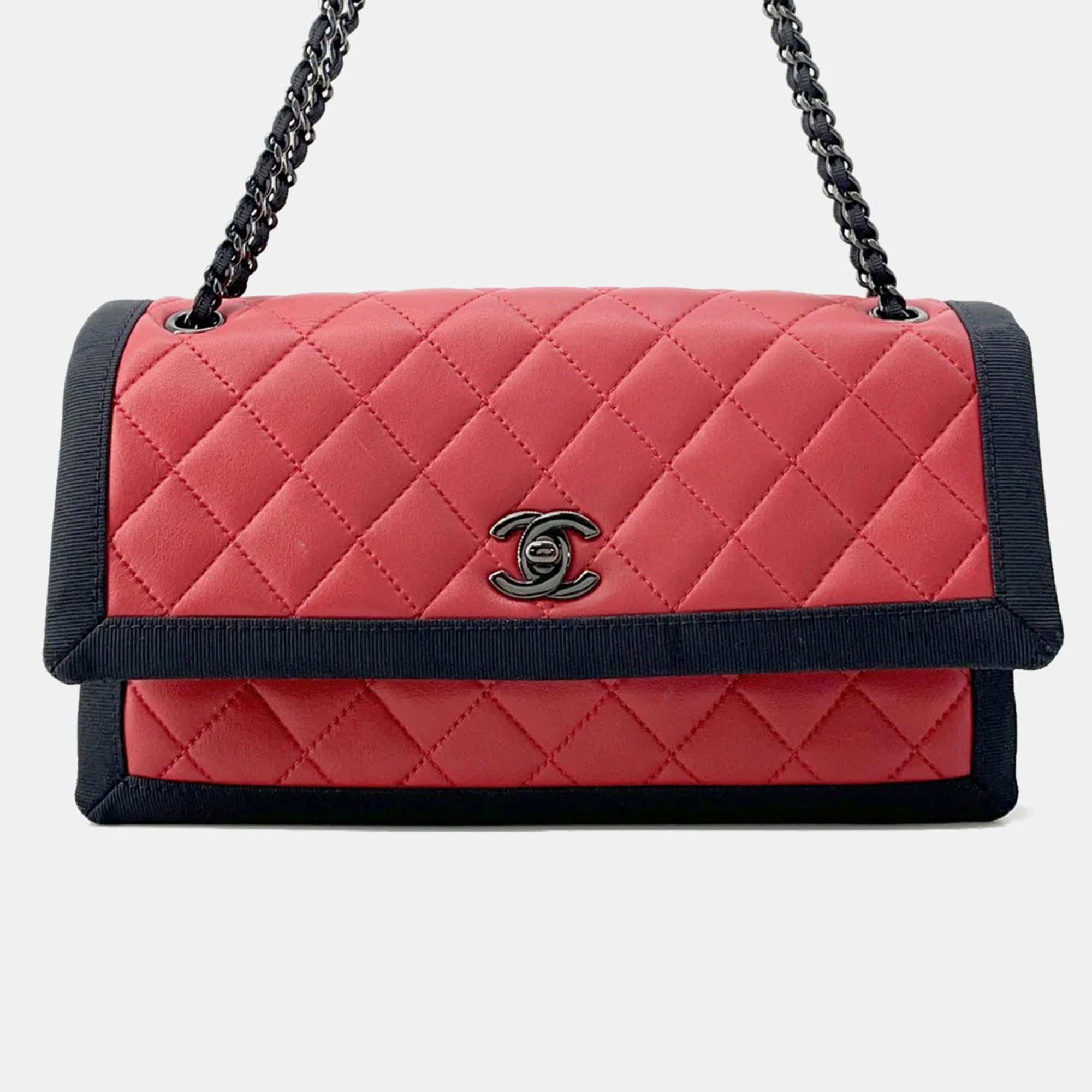 

Chanel Matelasse Chain shoulder Bag Red/Black Lambskin