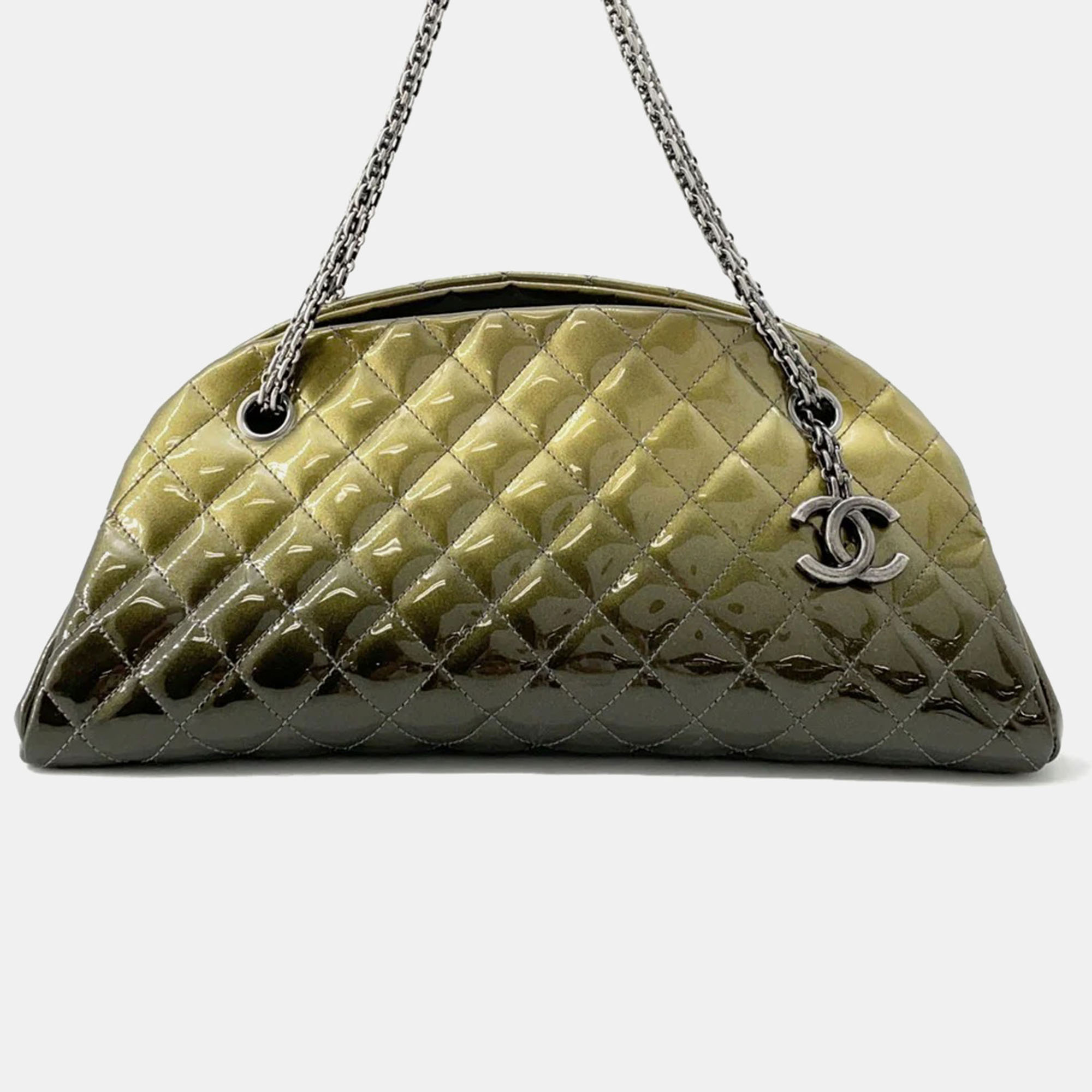 

Chanel Mademoiselle Chain bowling Bag Green Patent Leather