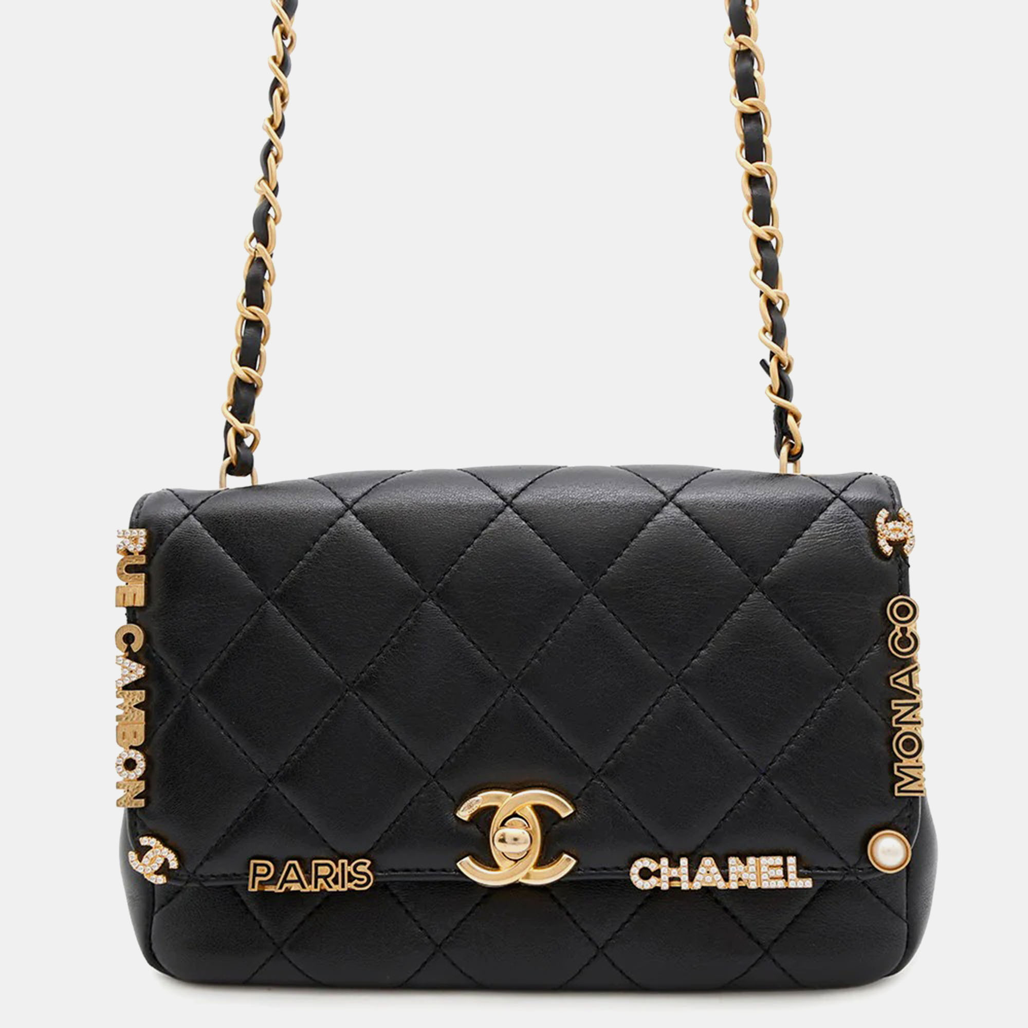 

Chanel Matelasse Chain shoulder Bag Black Lambskin