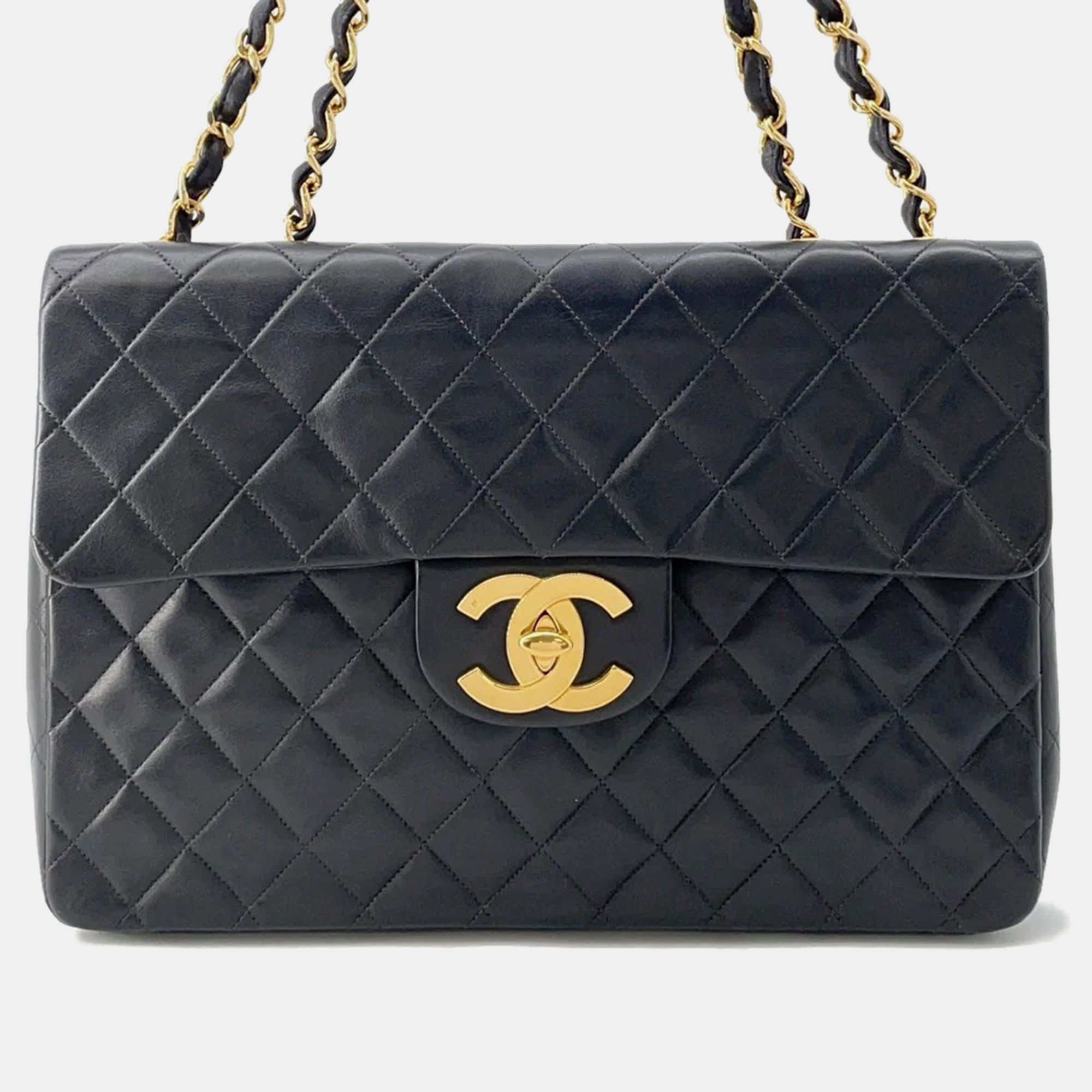 

Chanel Jumbo Matelasse Chain shoulder Bag Black Lambskin Size