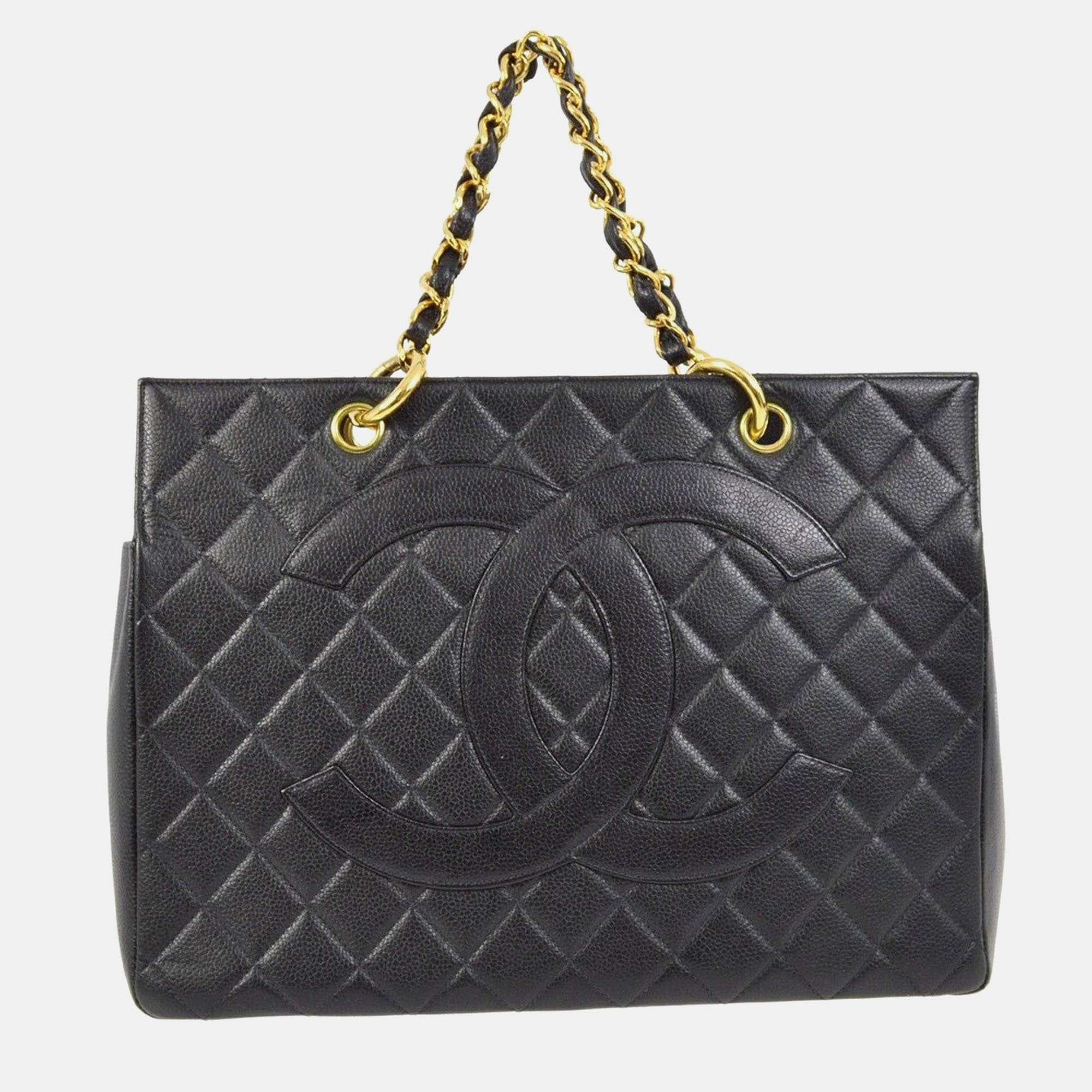 

Chanel Black Calfskin Tote Chain Handbag
