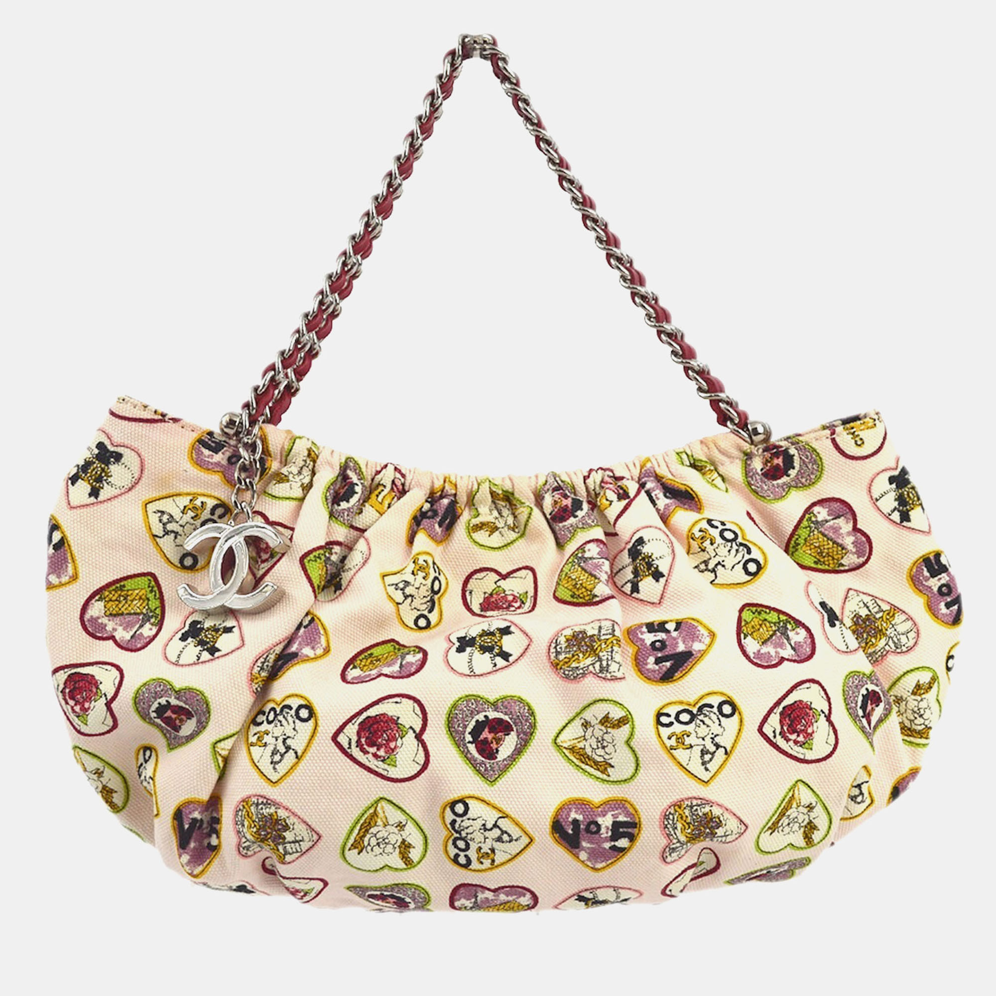 

Chanel Valentine Pink Canvas Chain Shoulder Bag, Multicolor