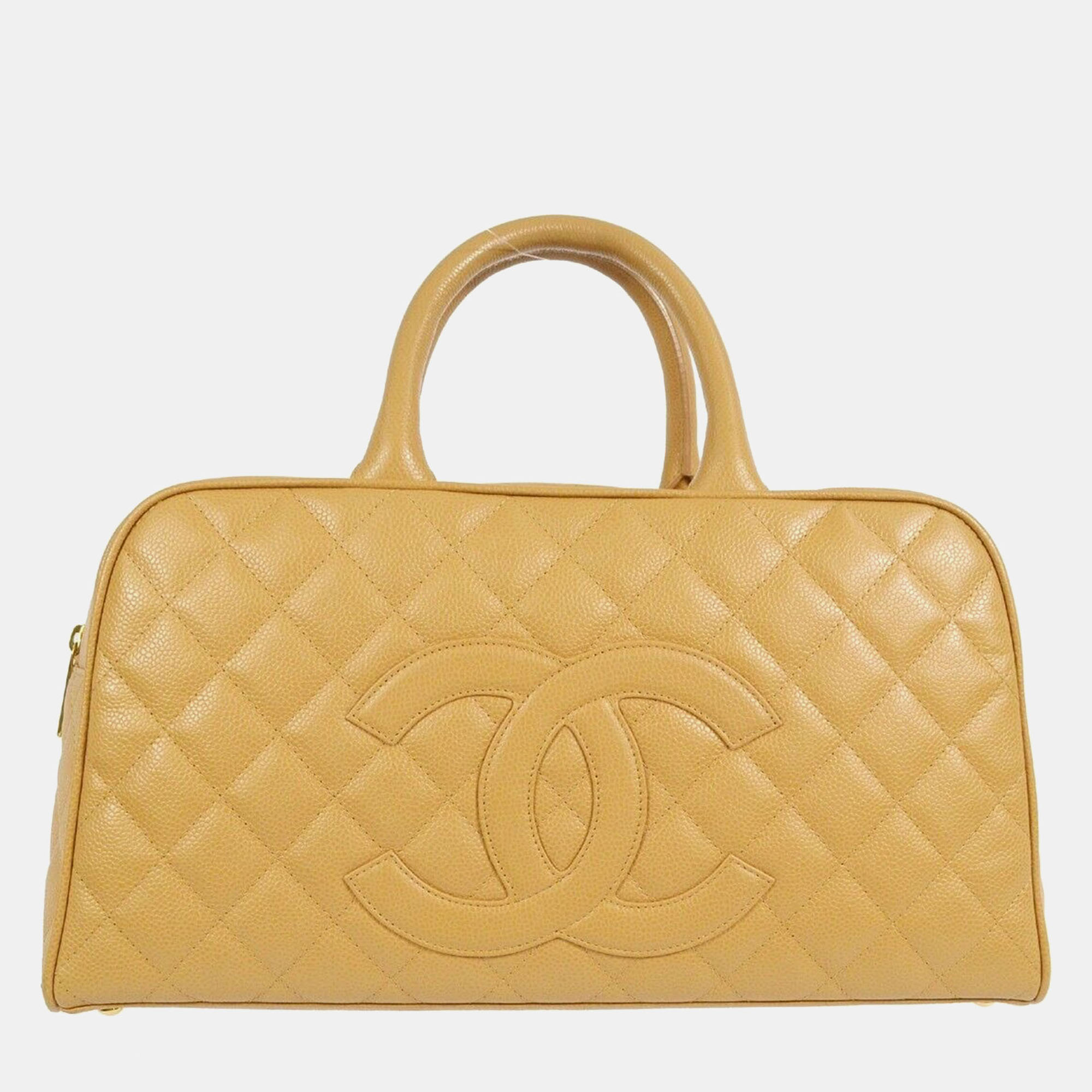 

Chanel Beige Calfskin Bowling Bag