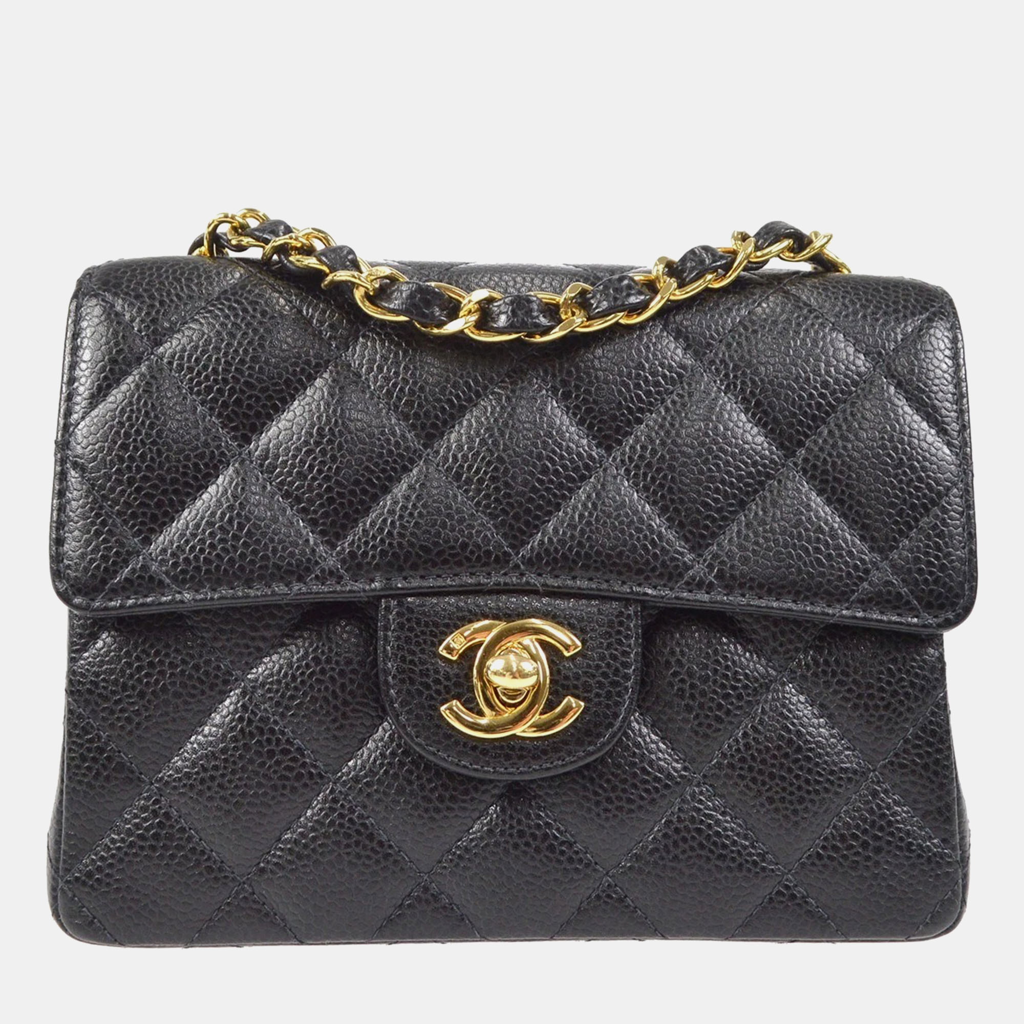 

Chanel Black Calfskin Mini Classic Square Flap Bag