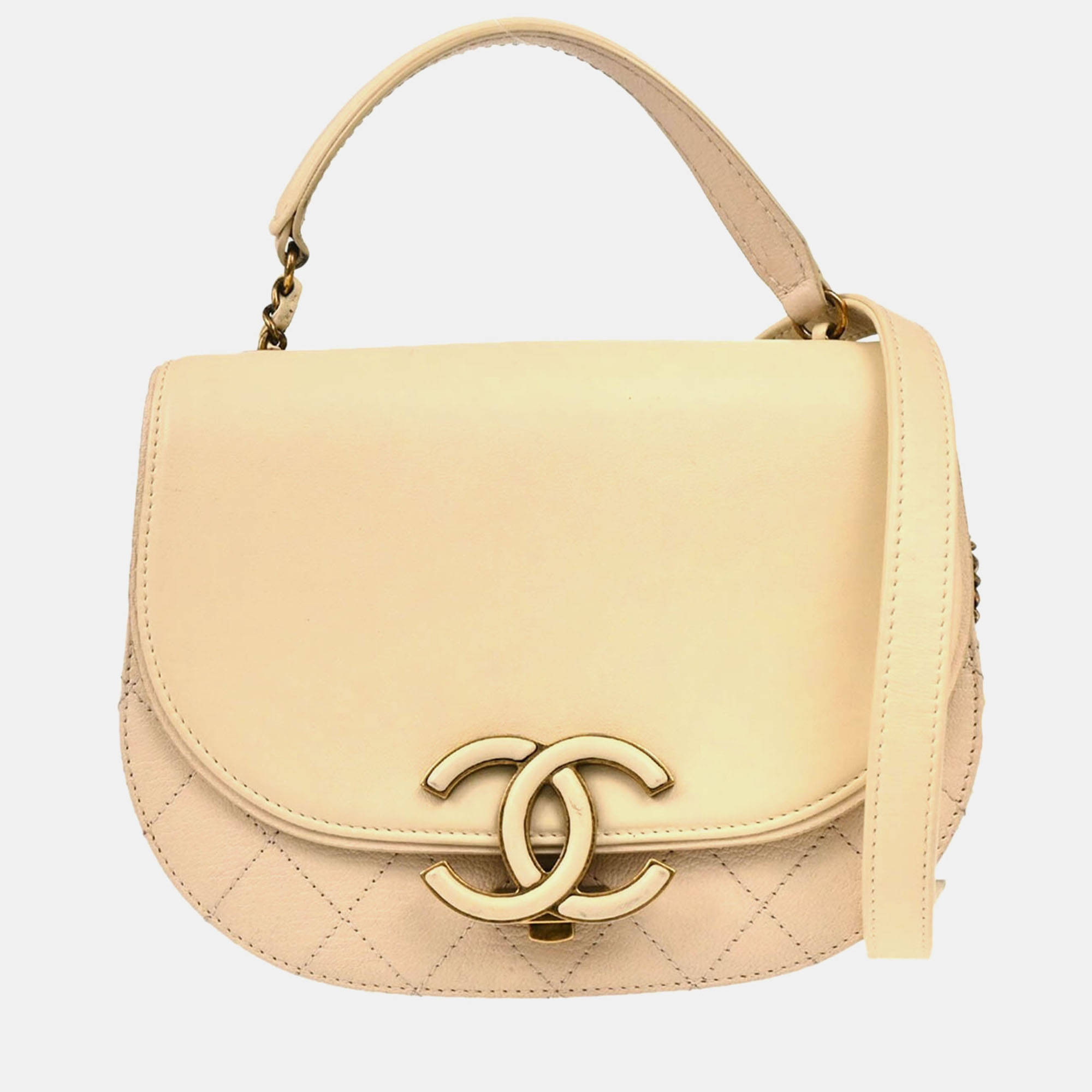 

Chanel Beige Calfskin Coco Curve 2way Handbag