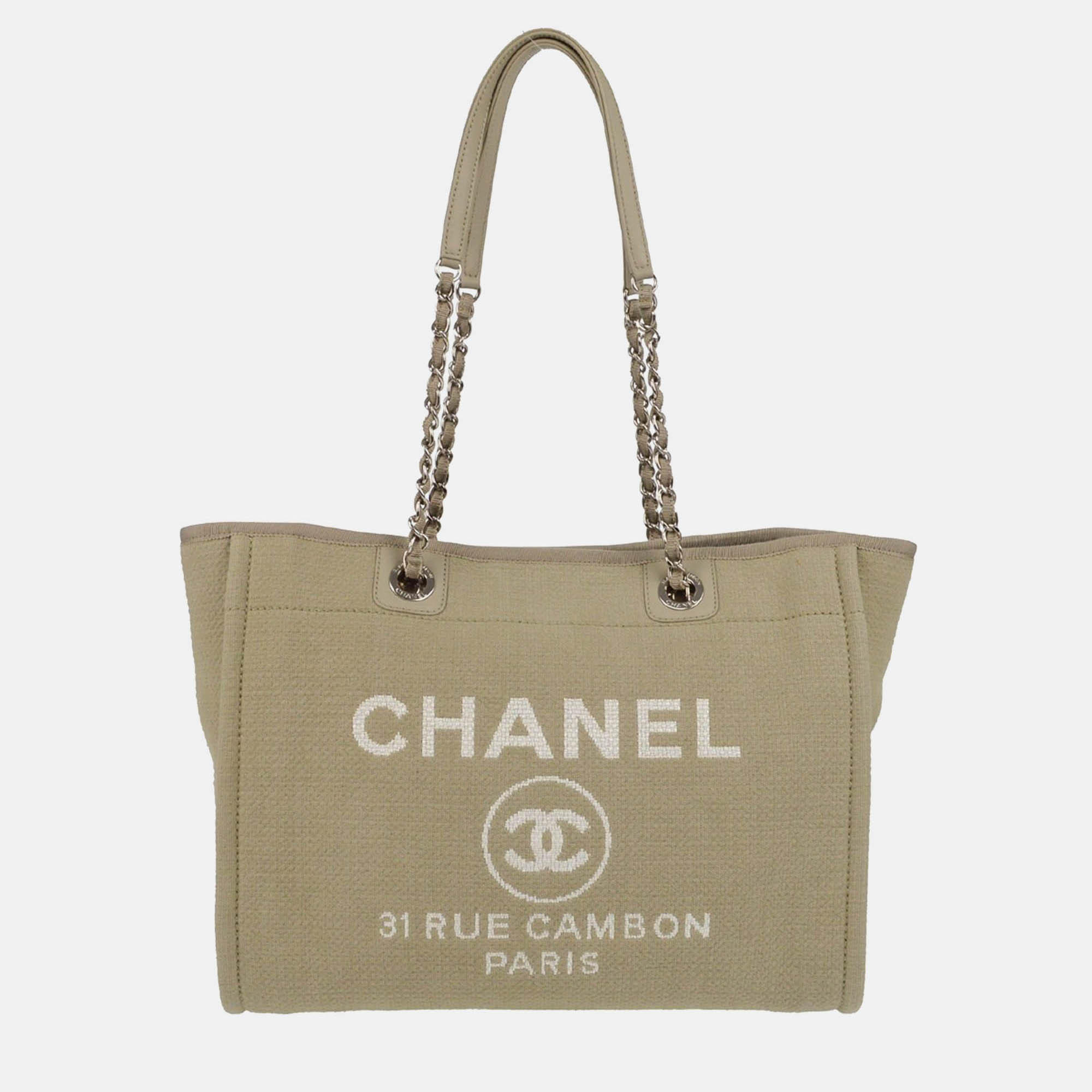 

Chanel Gray Canvas Small Deauville Tote Bag, Grey