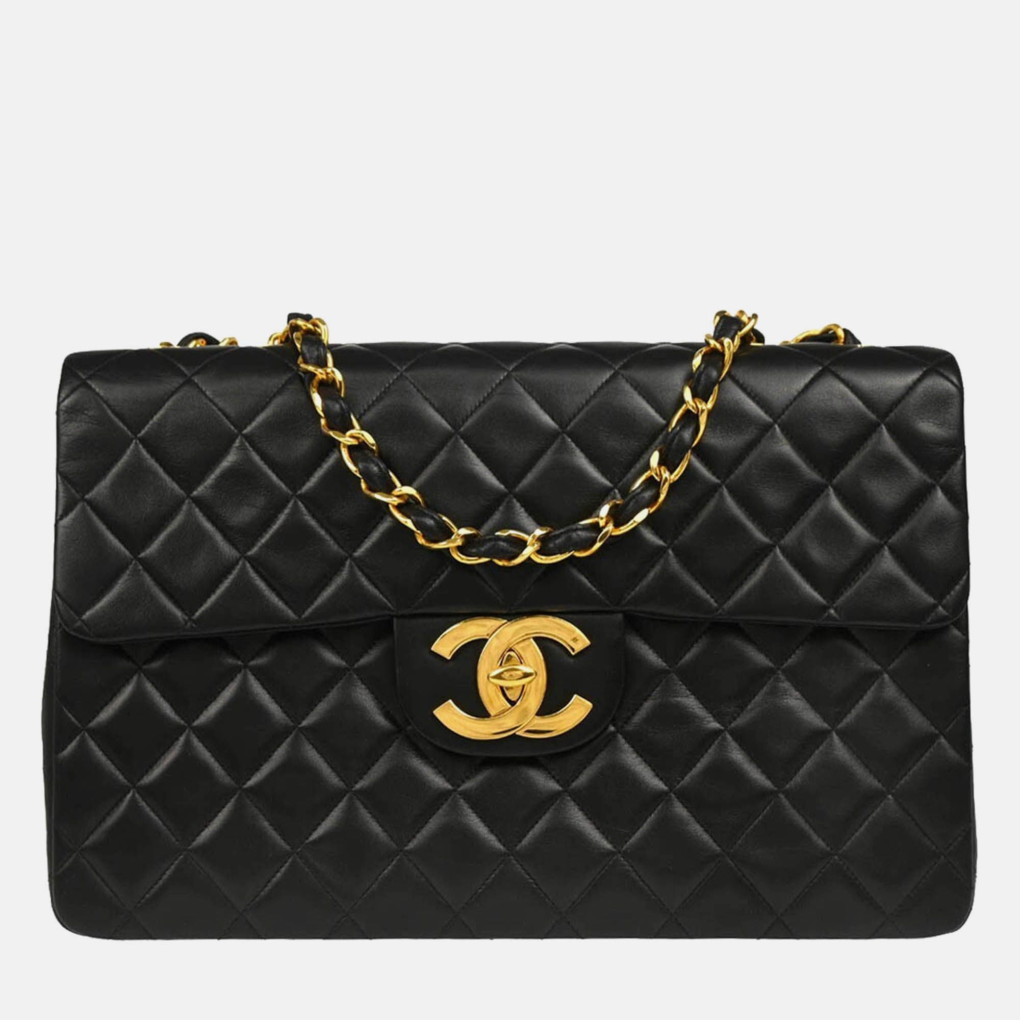 

Chanel Black Lambskin Maxi Classic Flap Shoulder Bag