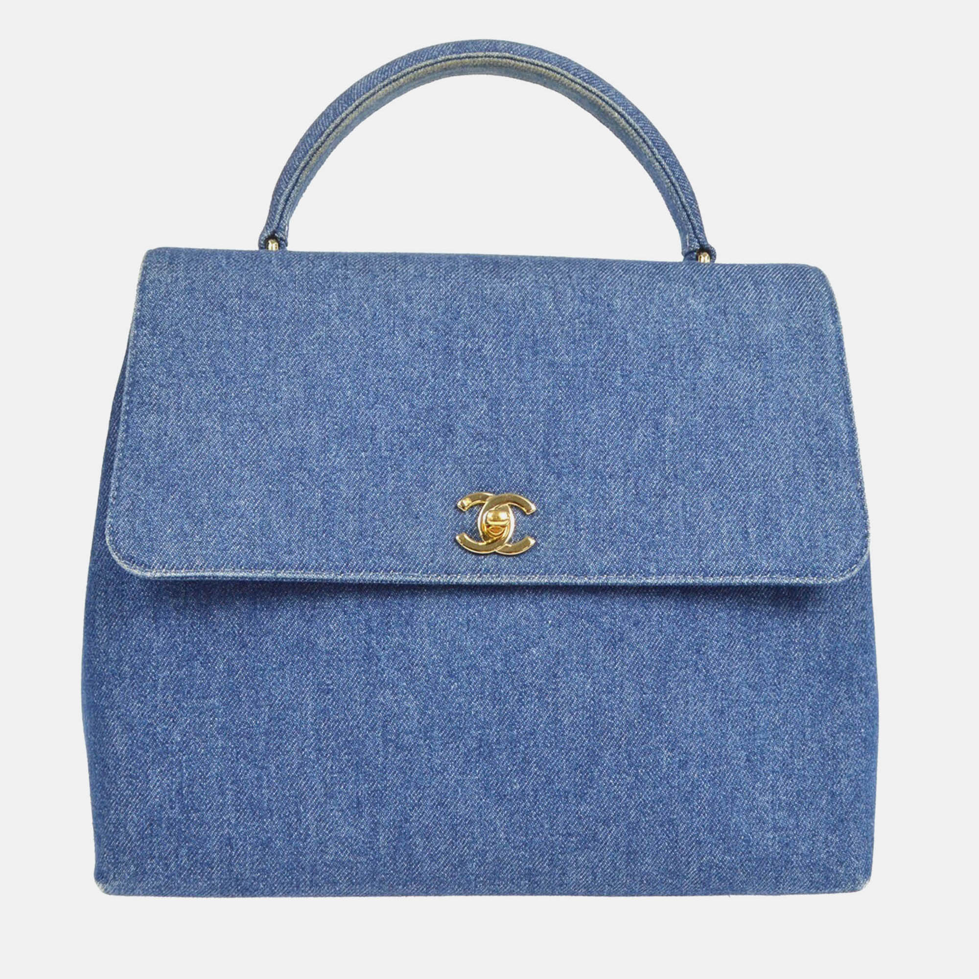 

Chanel Blue Denim Top Handle Handbag