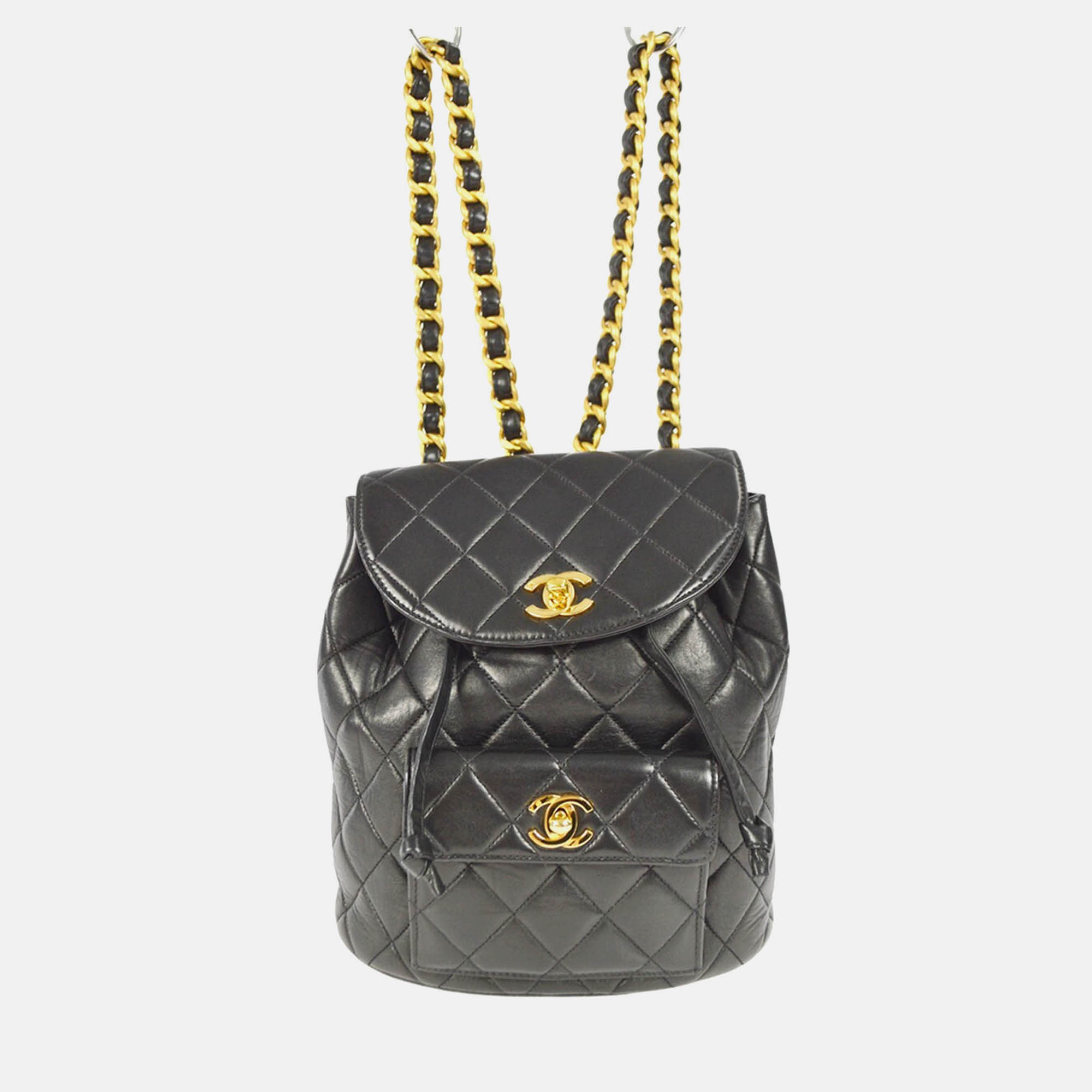 

Chanel Black Lambskin Duma Chain Backpack