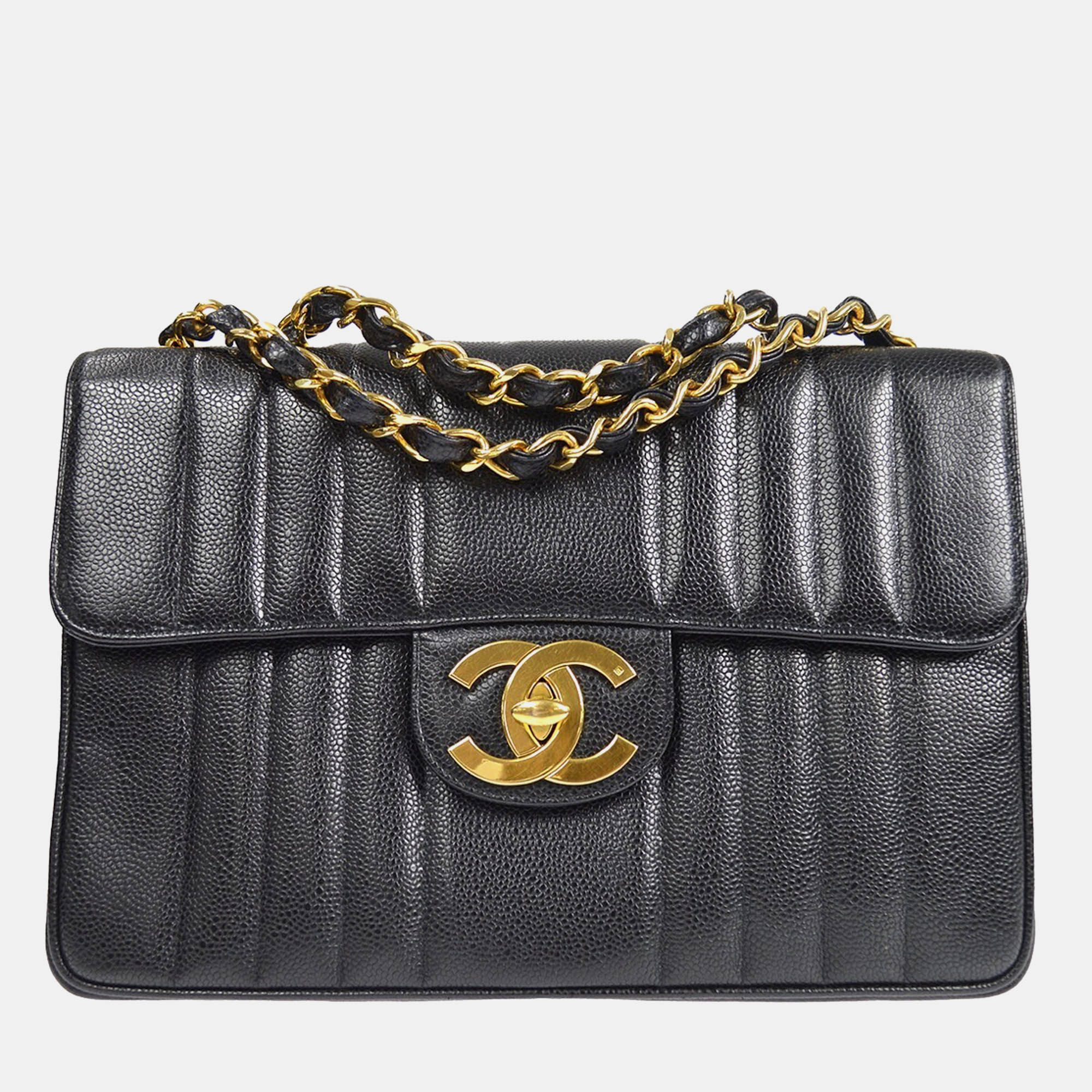 

Chanel Black Calfskin Classic Flap Mademoiselle Double Chain Shoulder Bag