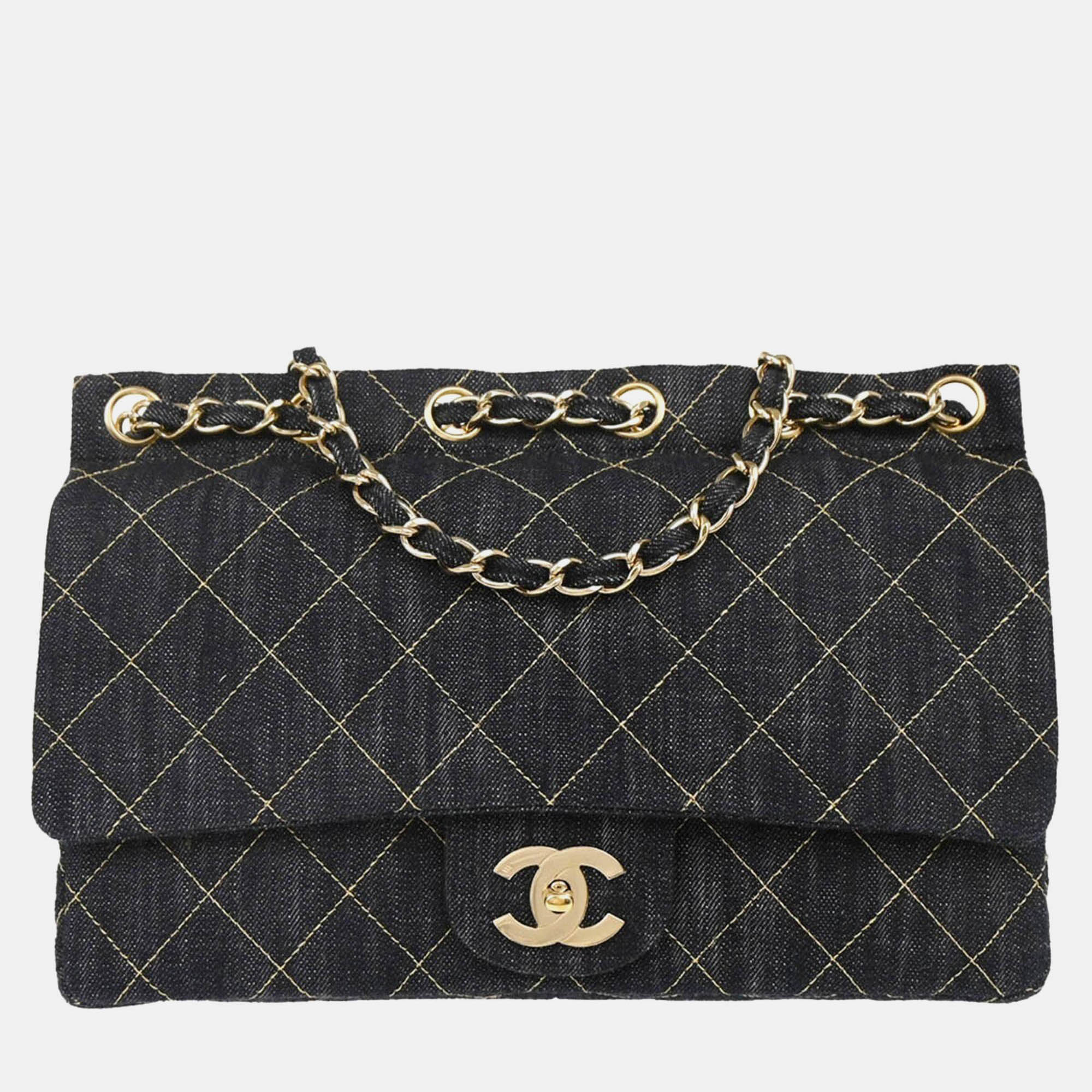 

Chanel Navy Denim Shoulder Bag, Navy blue