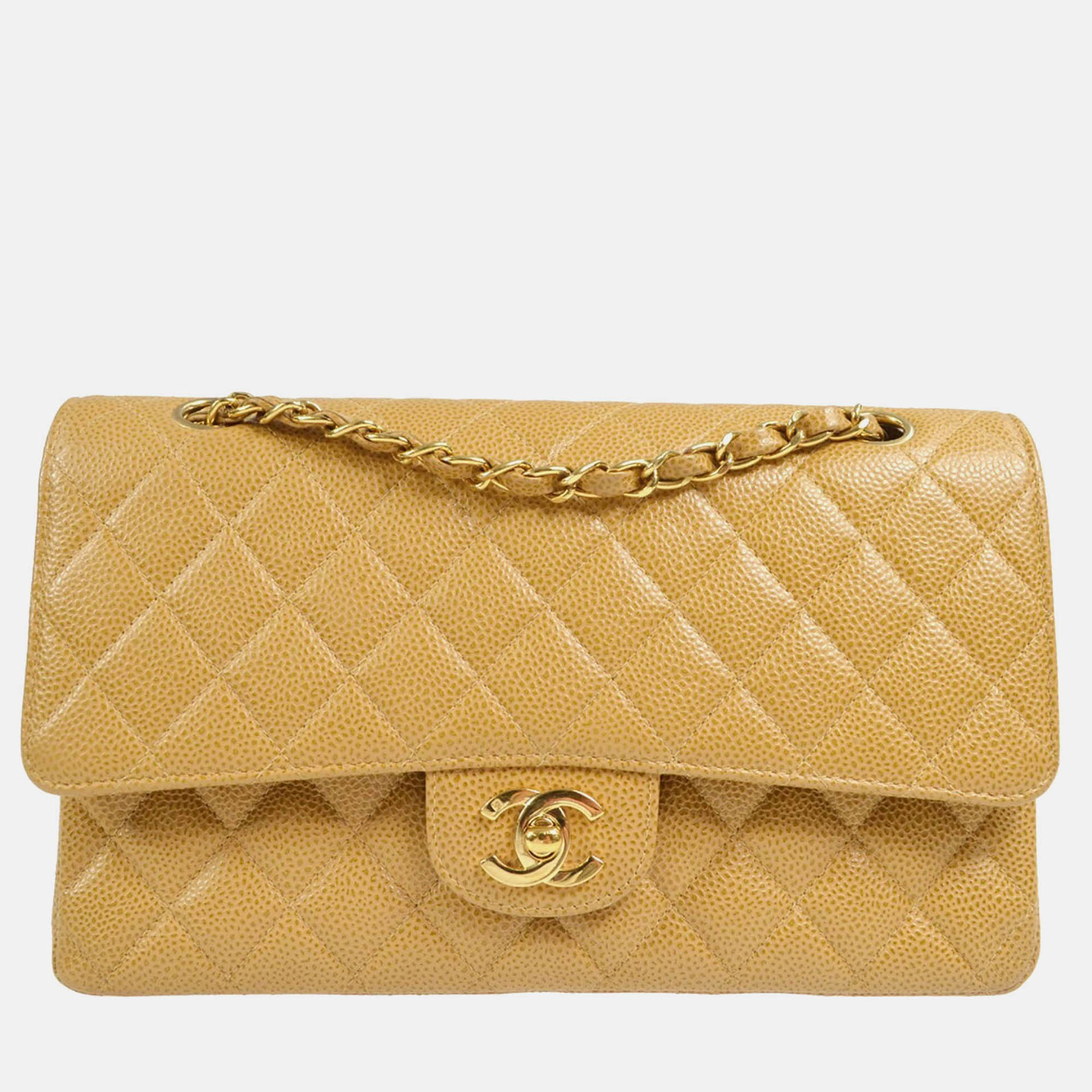 

Chanel Beige Calfskin Medium Classic Double Flap Bag