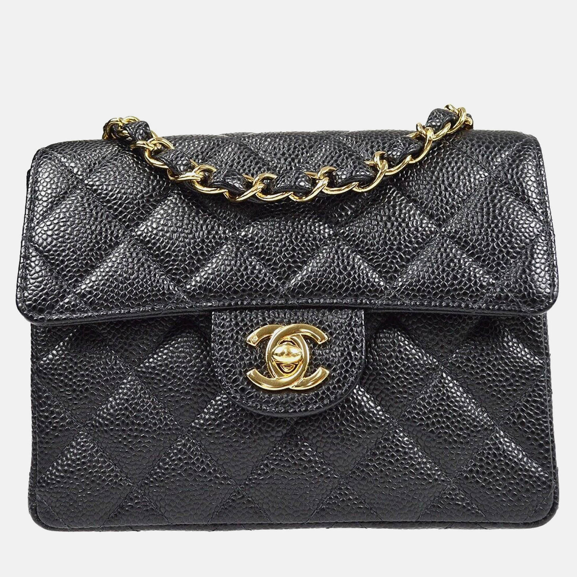 

Chanel Black Calfskin Mini Classic Square Flap Bag
