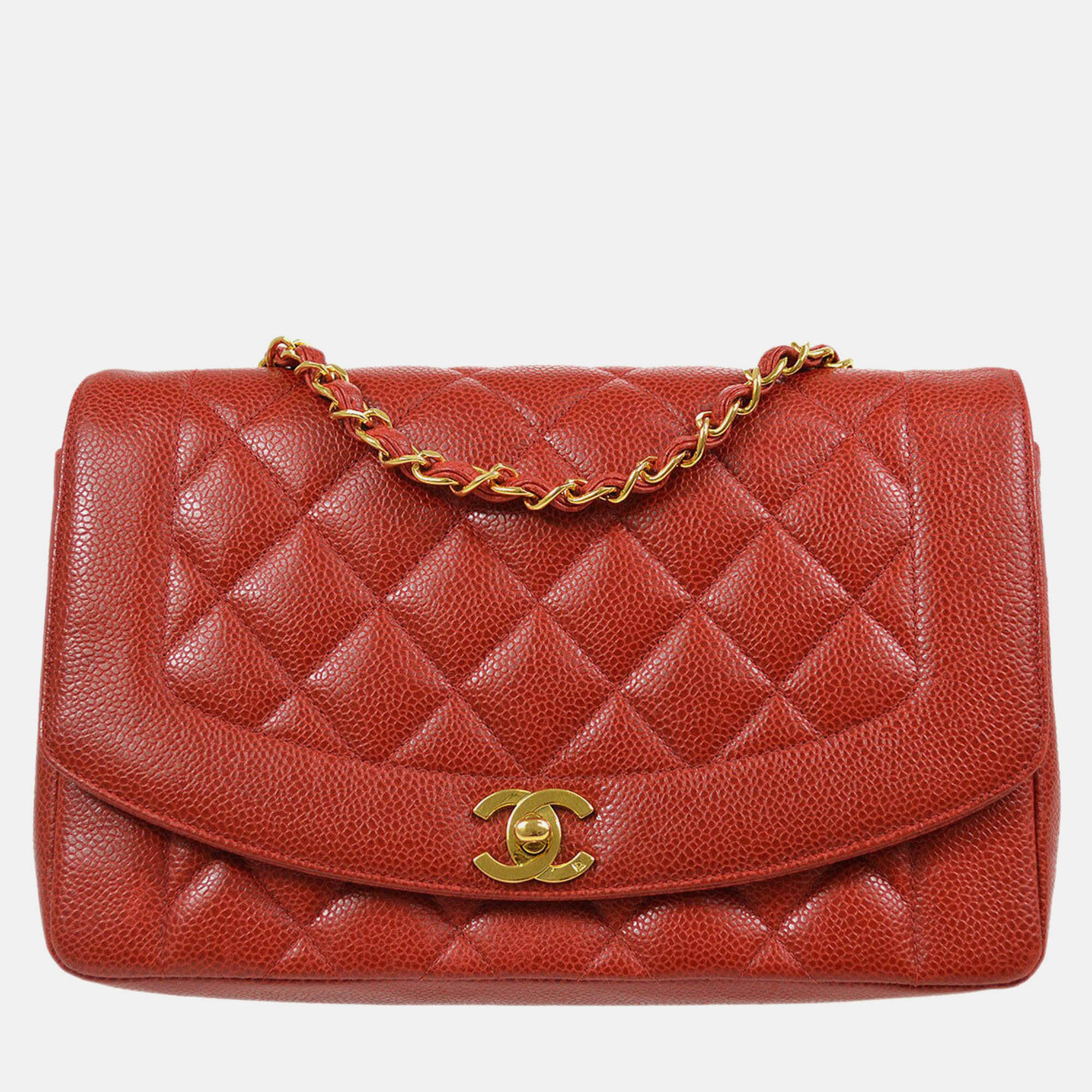 

Chanel Red Calfskin Medium Diana Chain Shoulder Bag