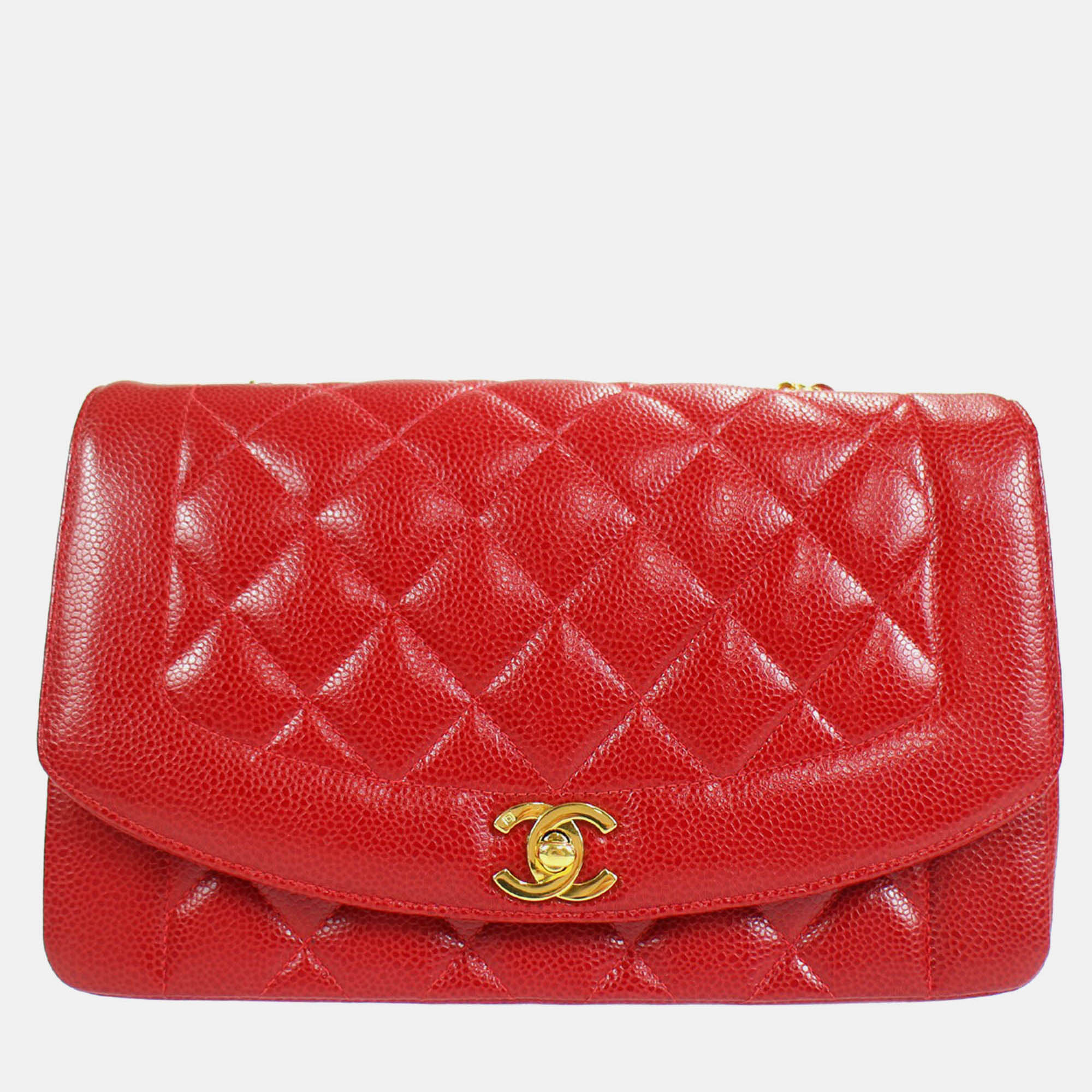 

Chanel Red Calfskin Medium Diana Chain Shoulder Bag