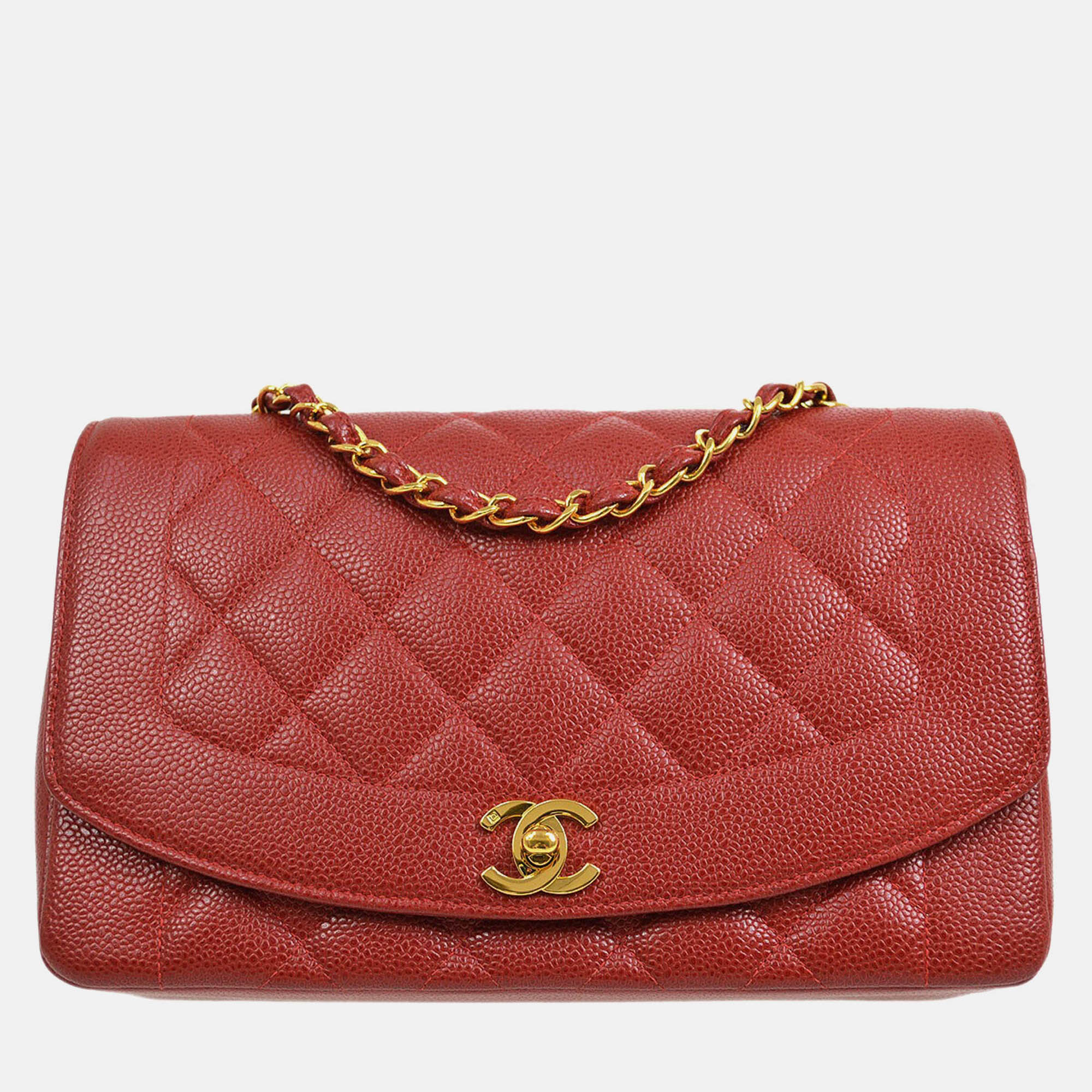 

Chanel Red Calfskin Medium Diana Chain Shoulder Bag