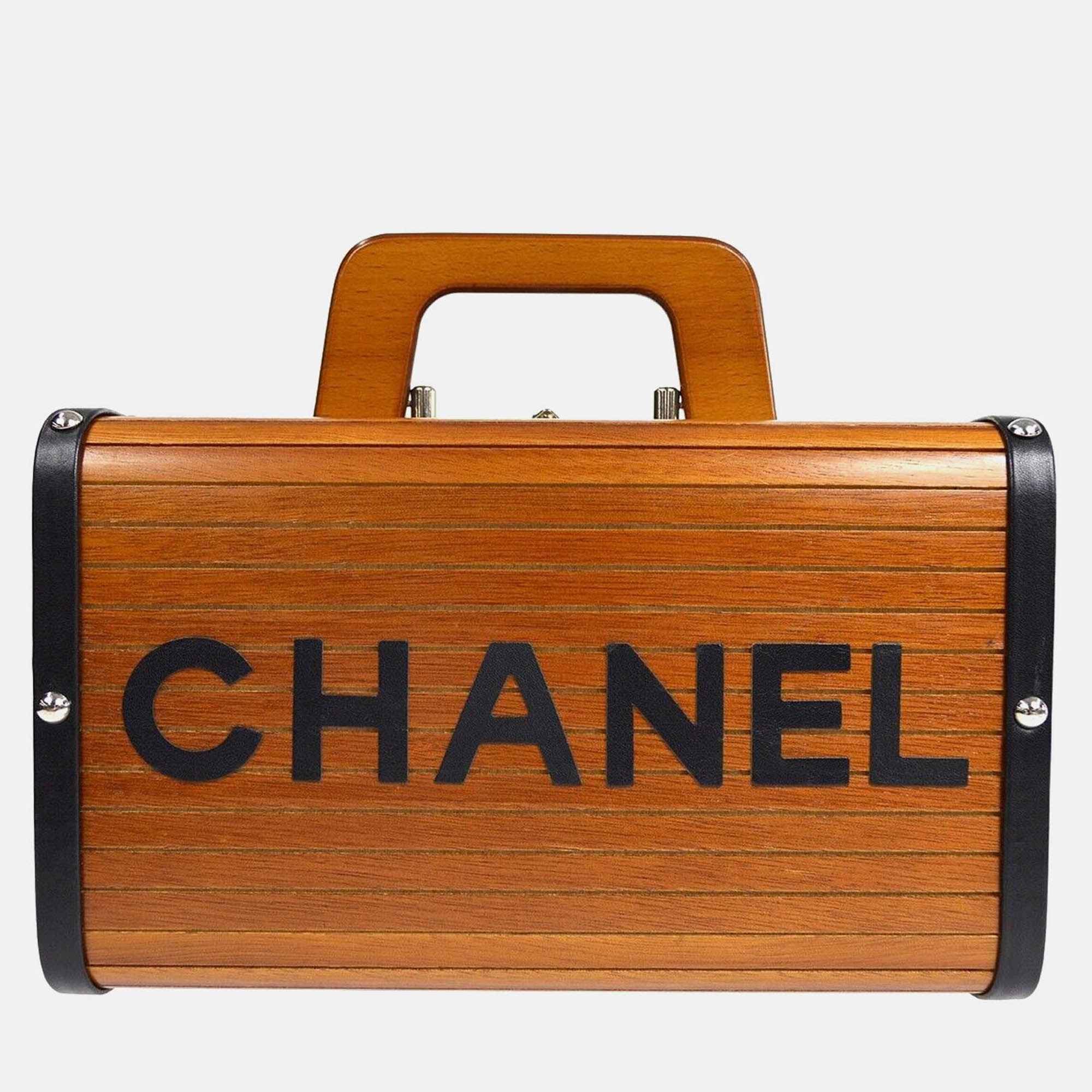 

Chanel Brown Black Wood Vanity Handbag Box