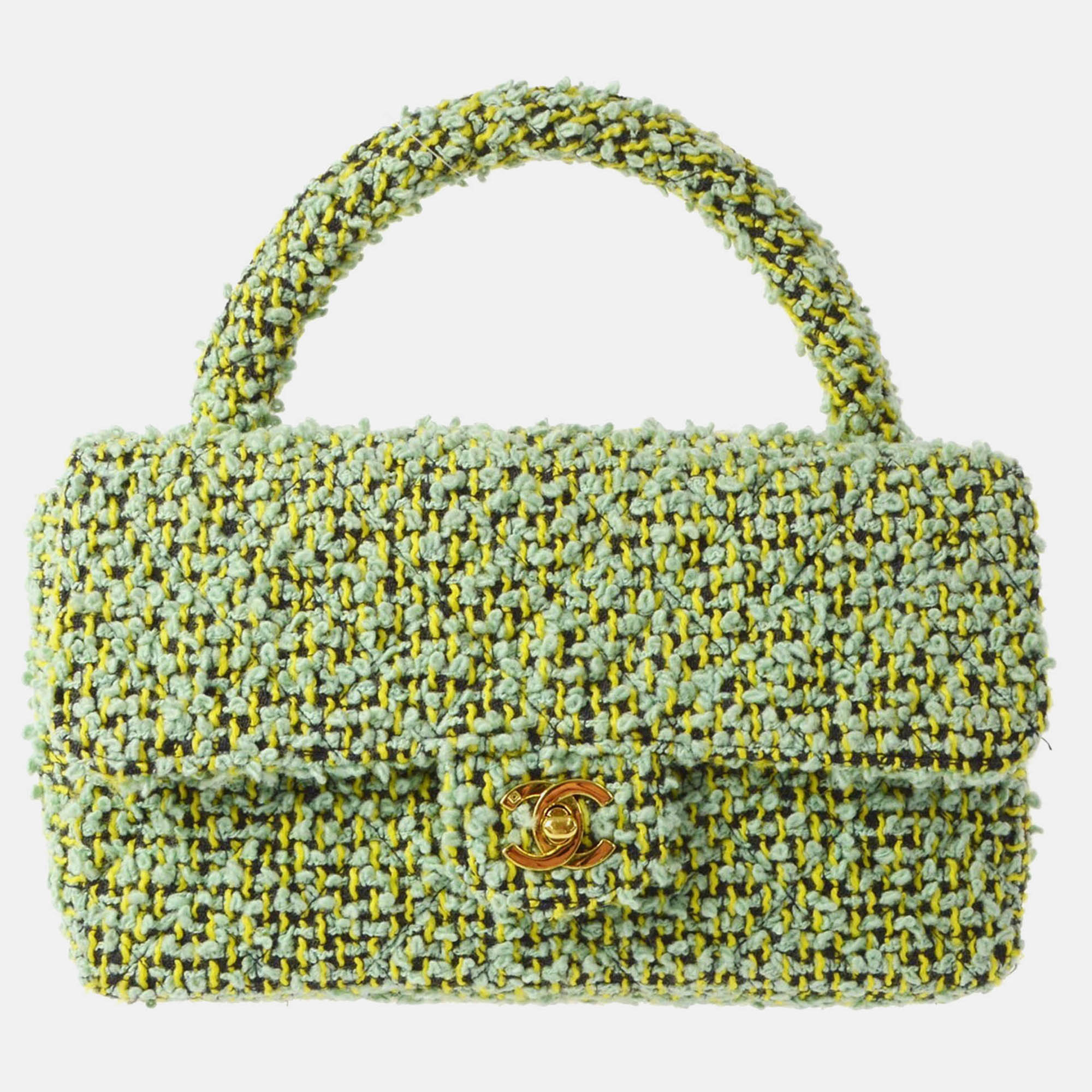 

Chanel Green Tweed Top Handle Handbag