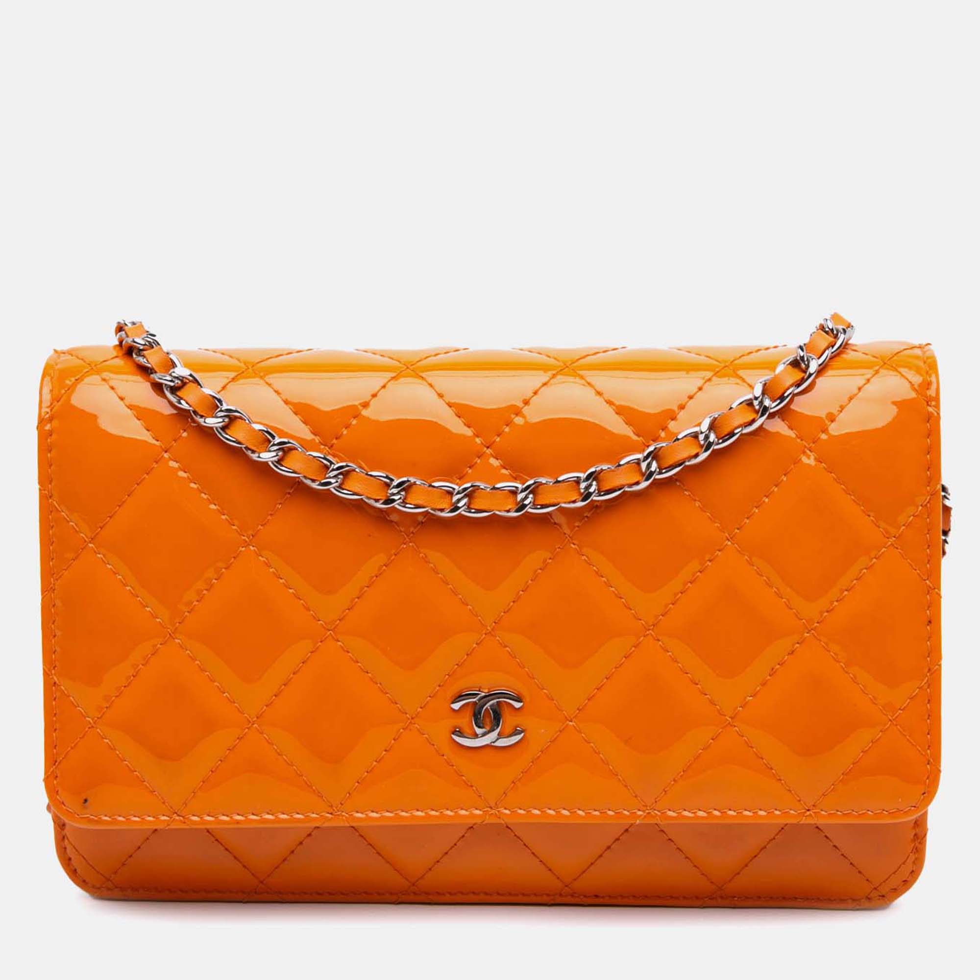 

Chanel Orange Classic Patent Wallet On Chain