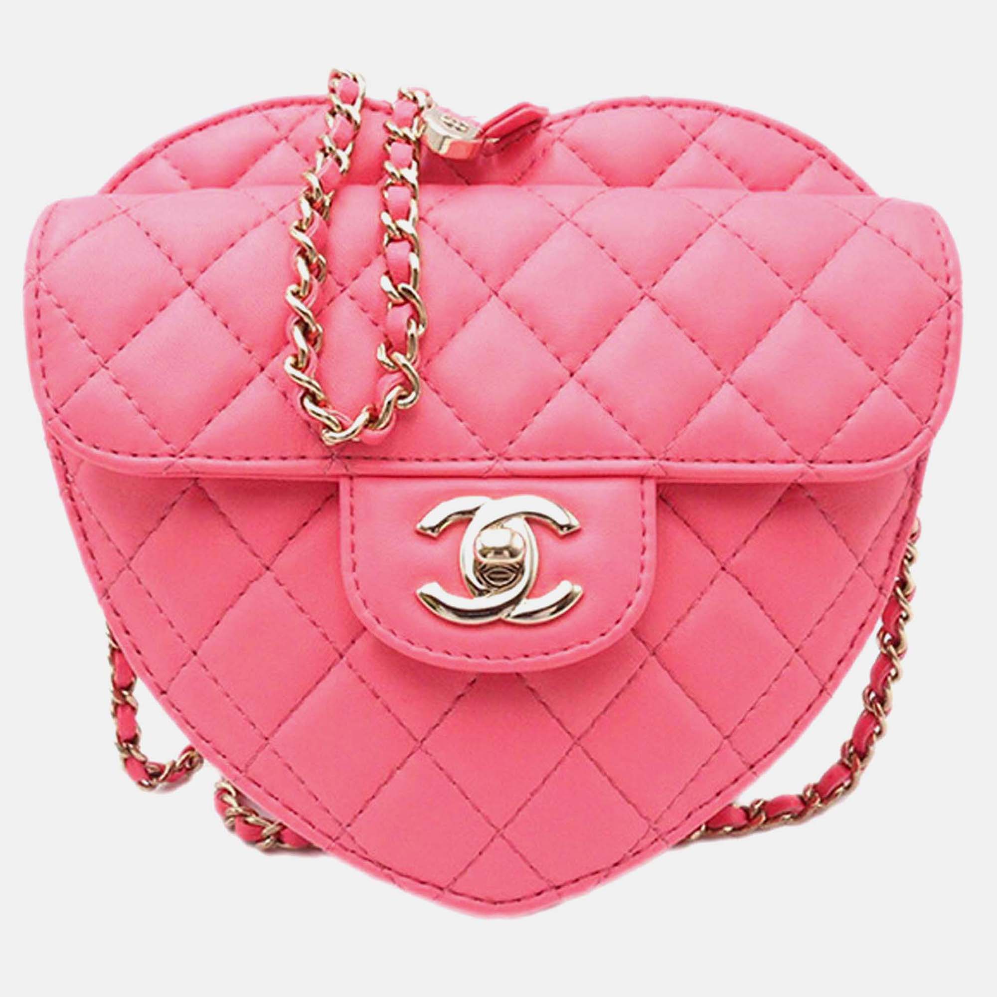 

Chanel Pink Lambskin CC in Love Heart Crossbody
