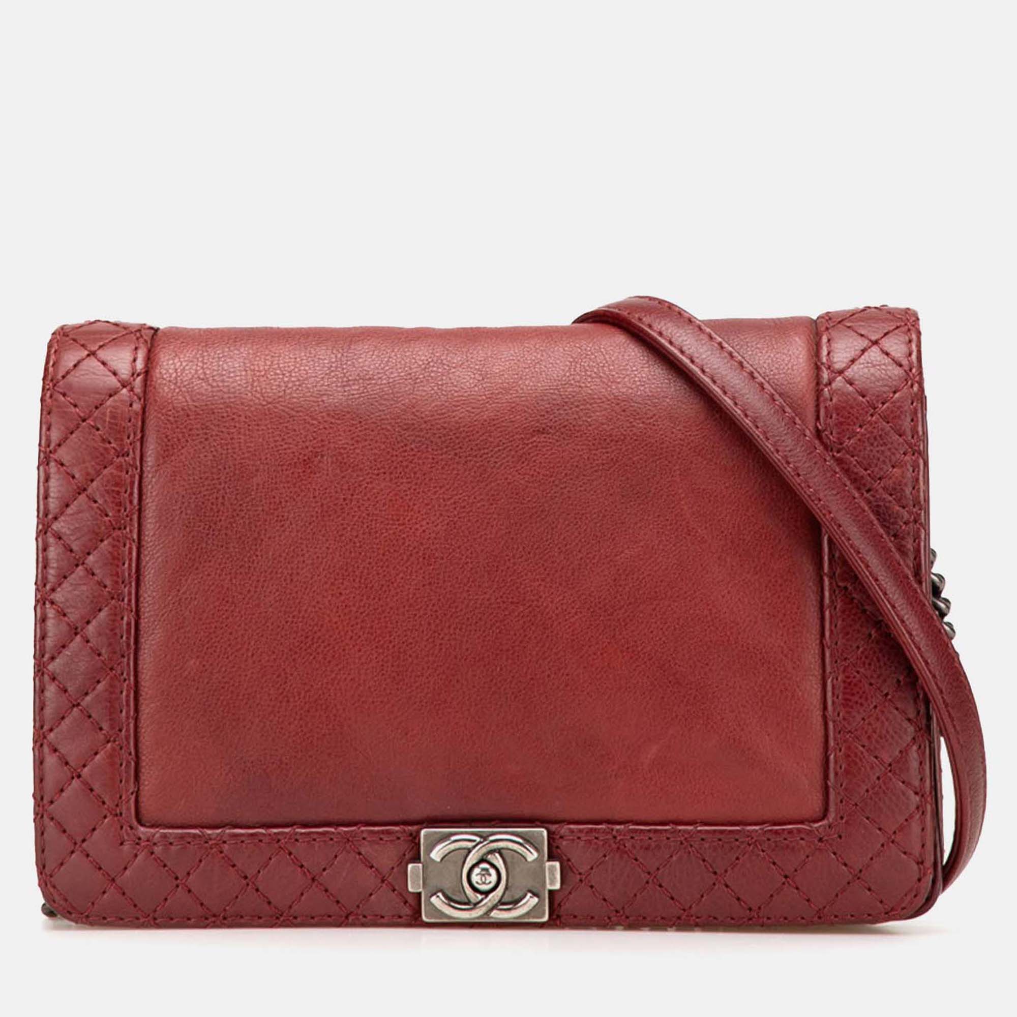 

Chanel Red Small Calfskin Boy Reverso Flap