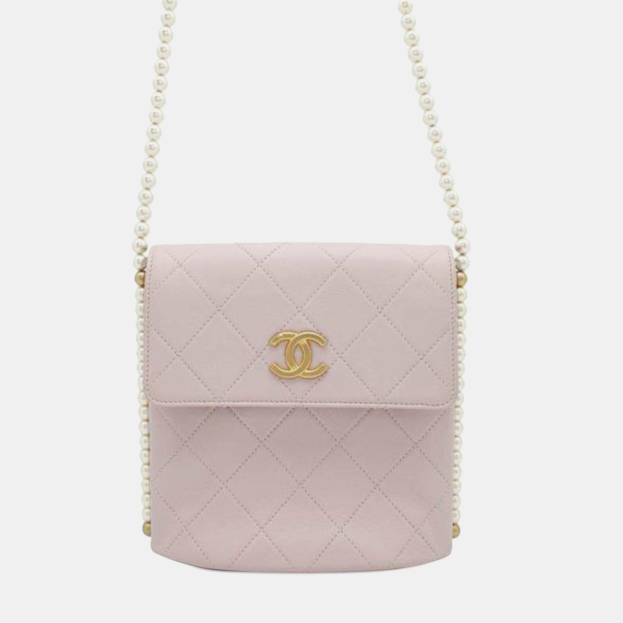 

Chanel Pink Small Quilted Calfskin About Pearls Hobo