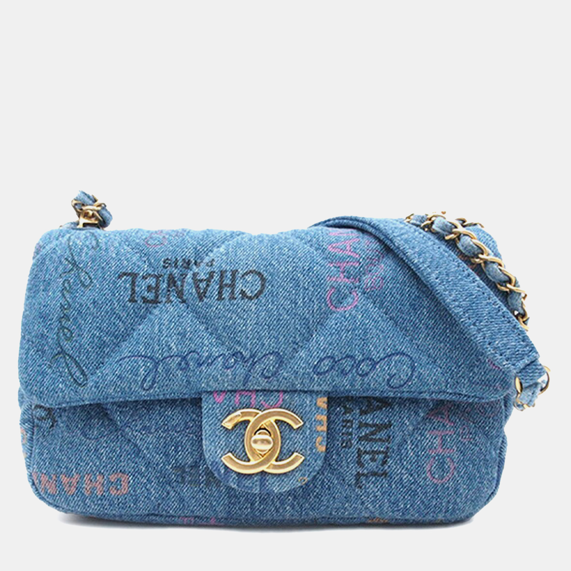 

Chanel Blue Mini Rectangular Quilted Denim Mood Flap