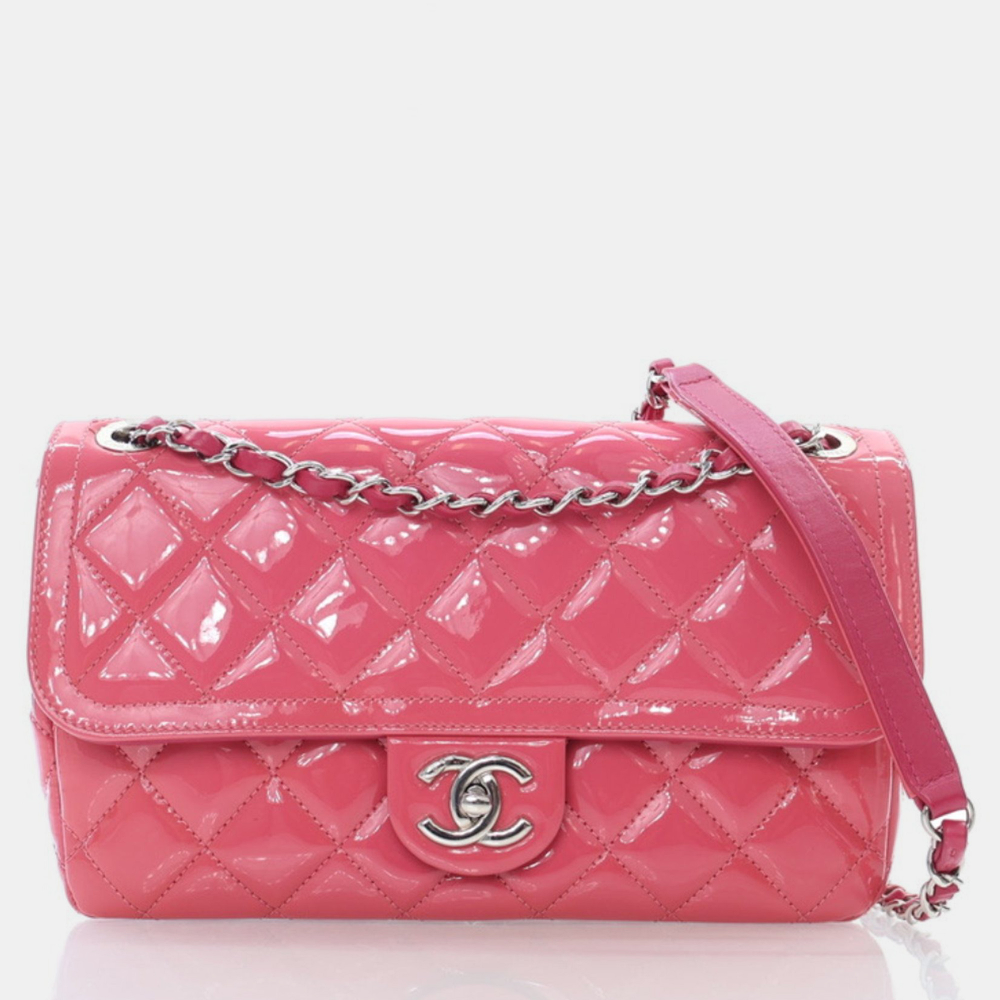 

Chanel Medium Patent Coco Shine Flap Bag, Pink