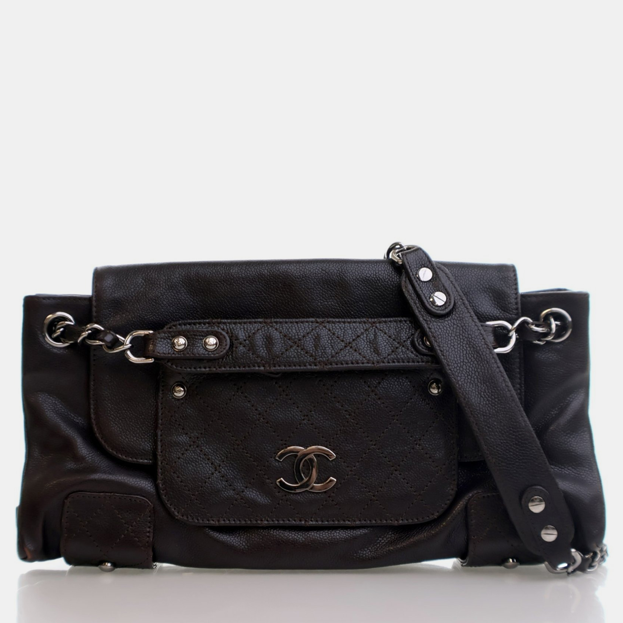 

Chanel Pocket In The City Brown Caviar Leather Shoulder Bag
