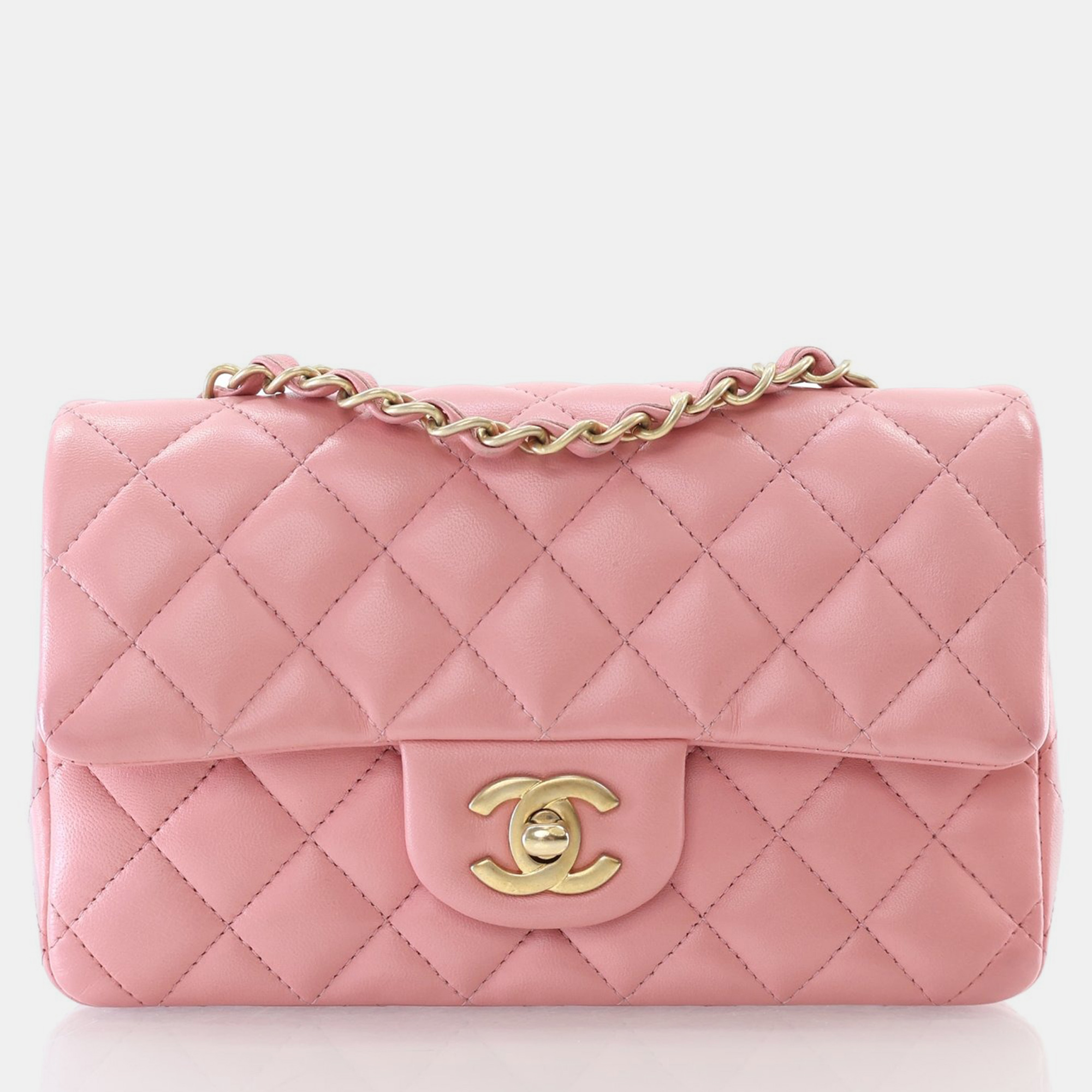 

Chanel Mini Pink Lambskin Classic Flap Bag