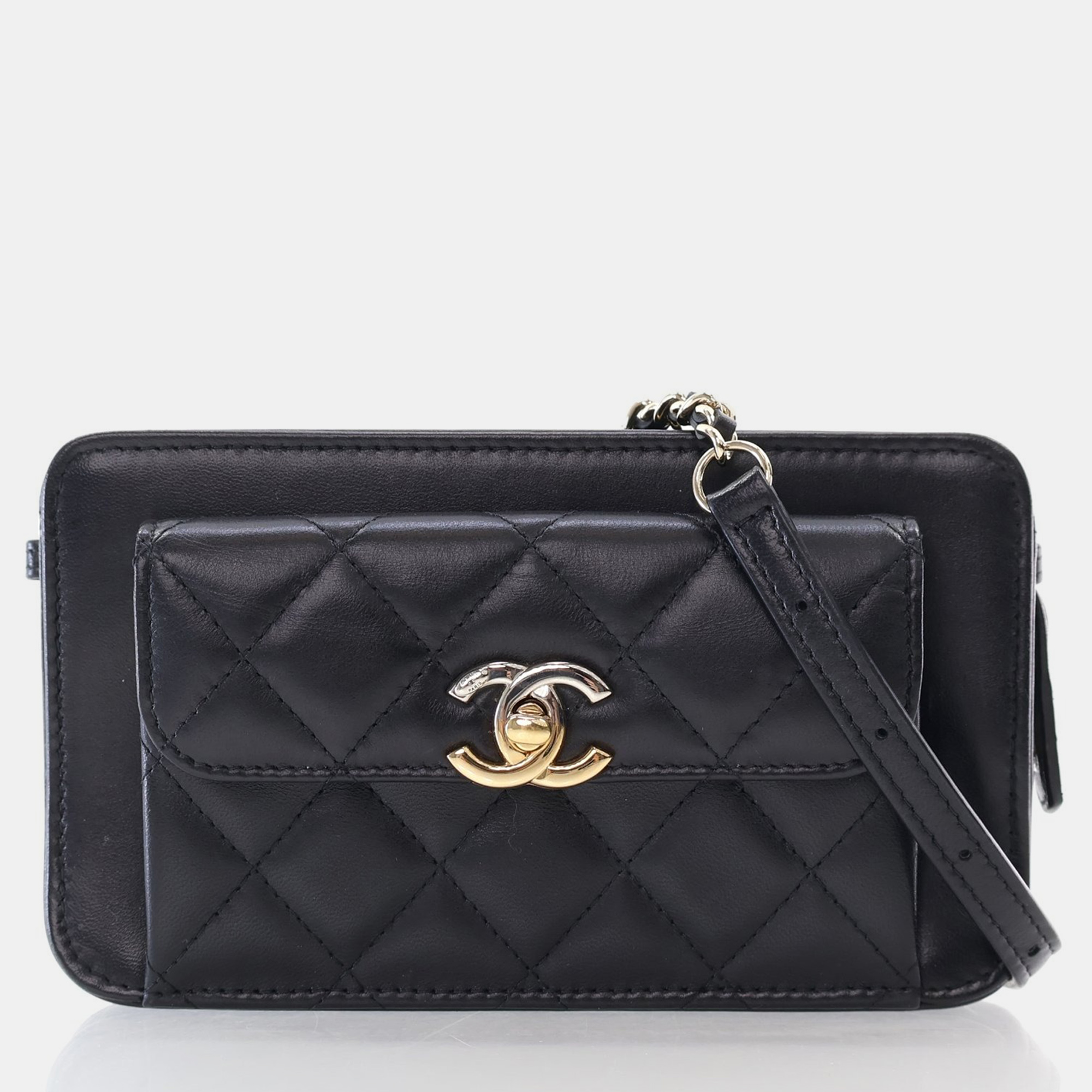 

Chanel Front Pocket Black Lambskin Clutch Bag