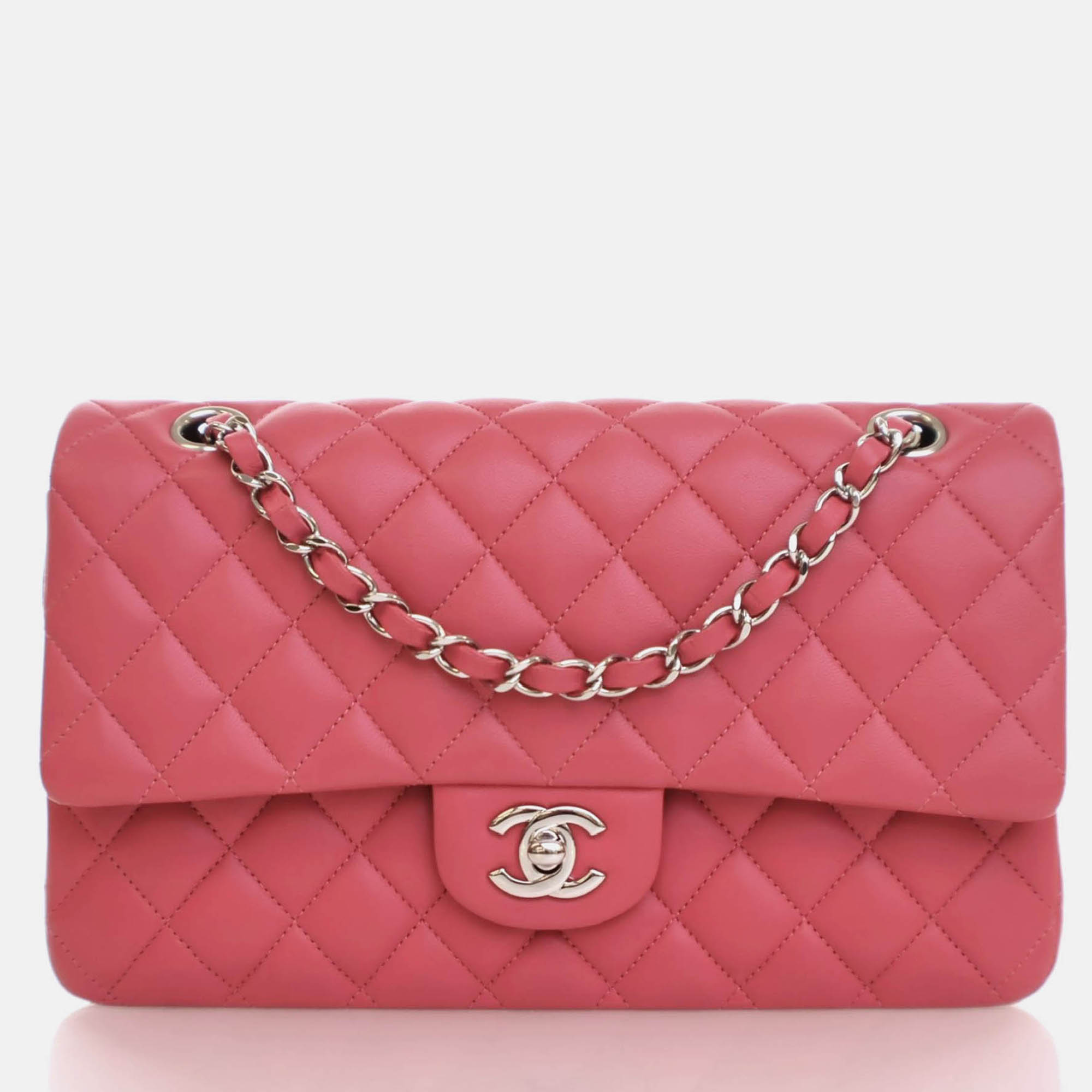 

Chanel Medium Pink Lambskin Classic Double Flap Bag