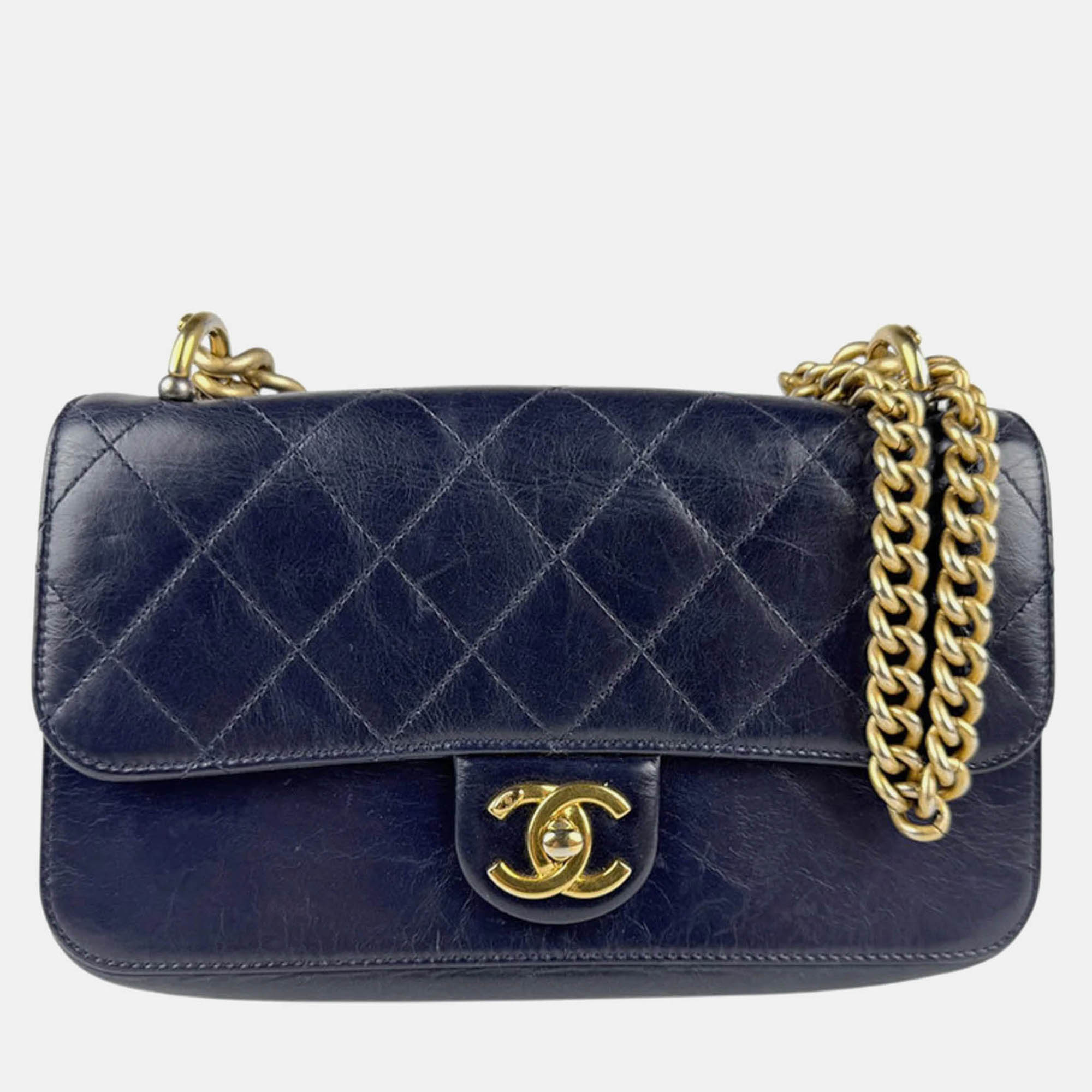 

Chanel CC Flap Navy Leather Shoulder Bag, Navy blue