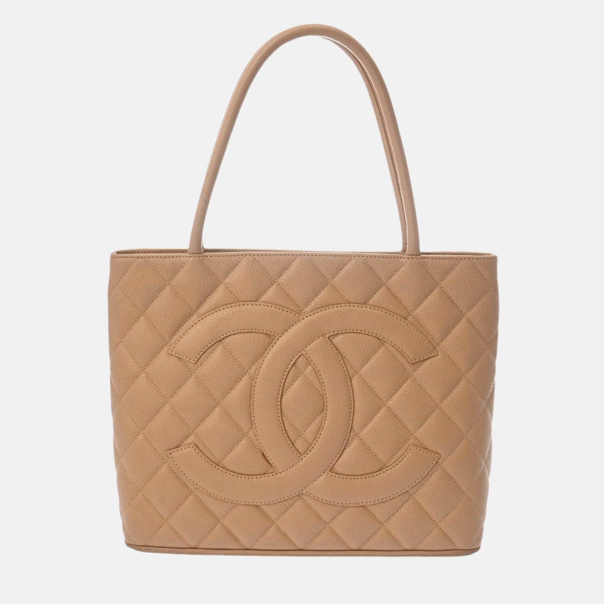 

Chanel Reprint Tote Beige Caviar Skin Bag