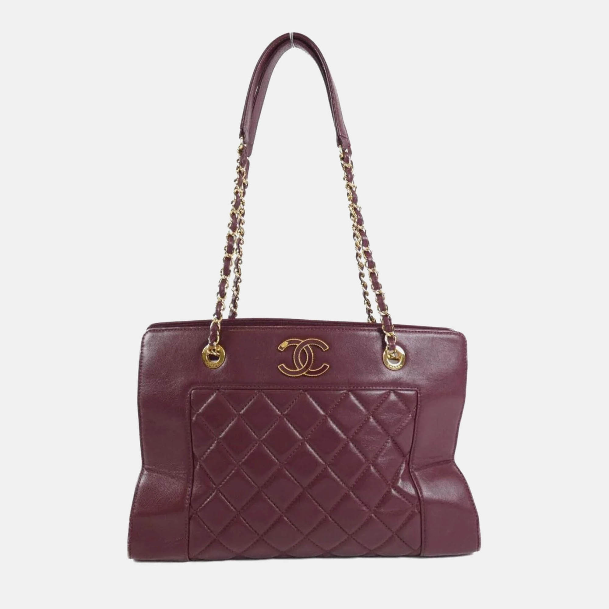 

Chanel Mademoiselle Bordeaux Sheepskin Leather Shoulder Bag, Red