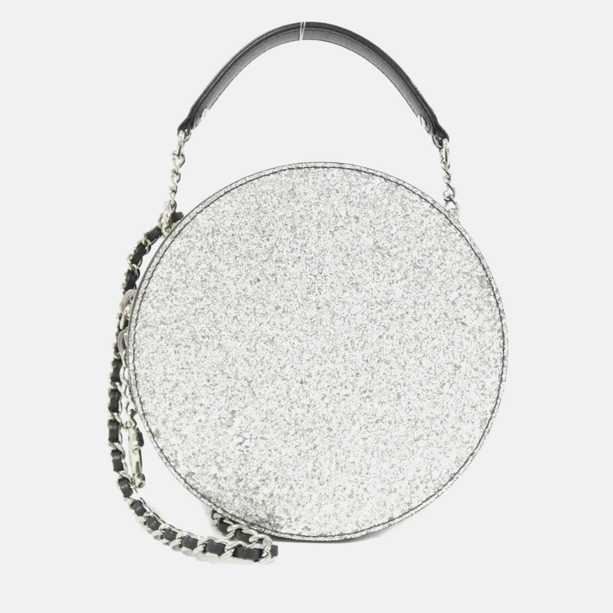 Chanel Round CC Patent Leather Glitter Shoulder Bag