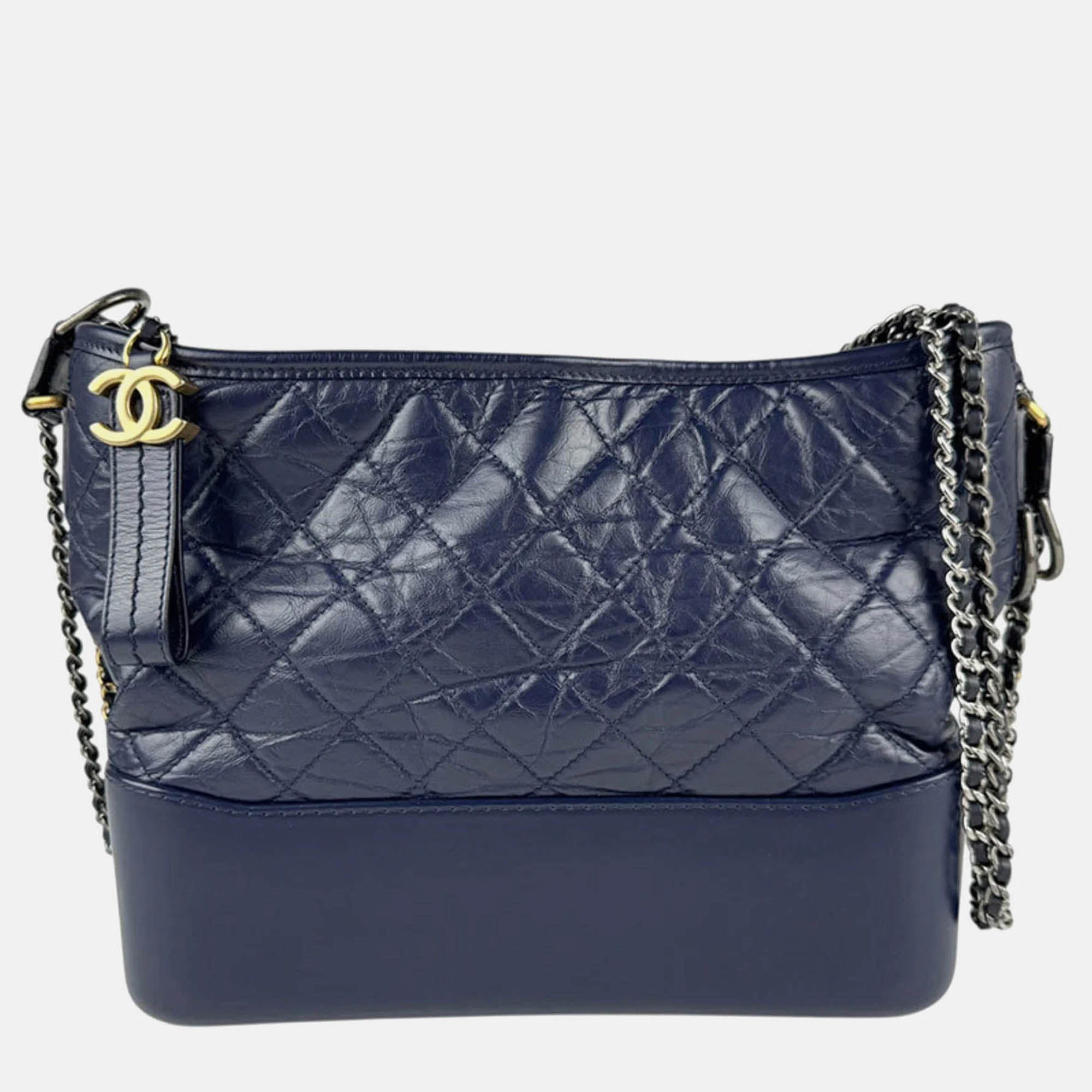 

Chanel Shoulder Bag Gabrielle De Chanel Leather Navy, Navy blue