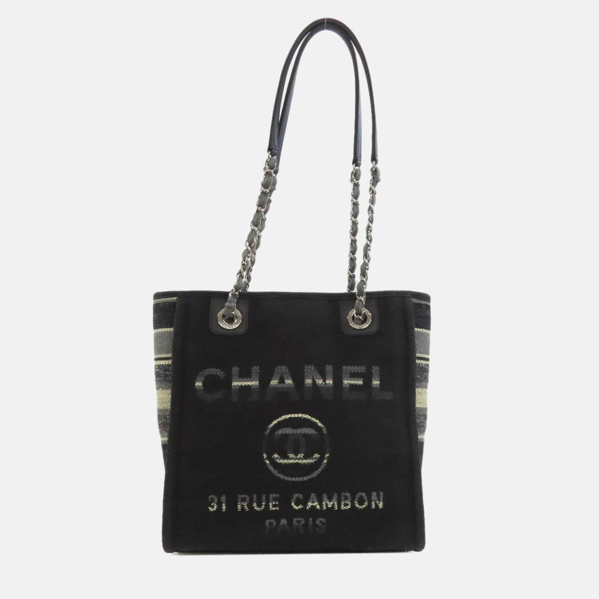 

Chanel Deauville Tote Bag Canvas, Black