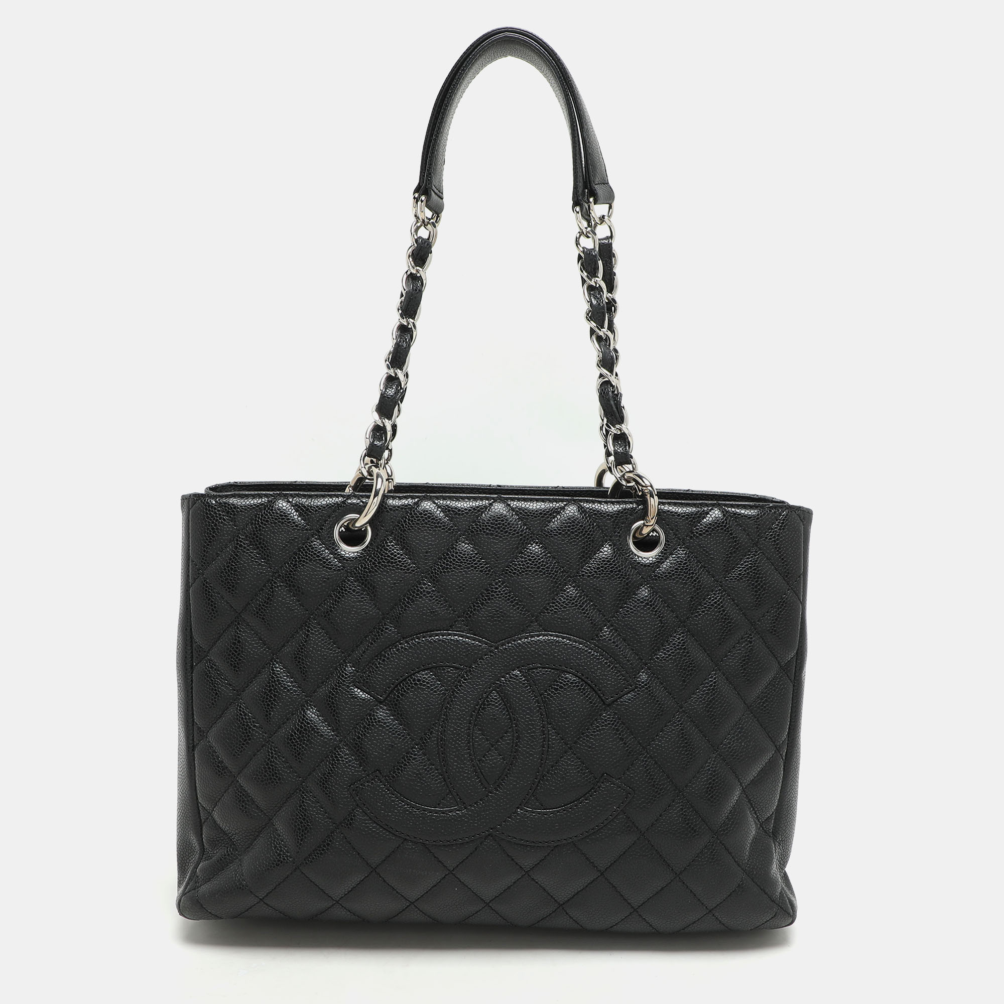 

Chanel Black Quilted Caviar Leather CC GST Tote