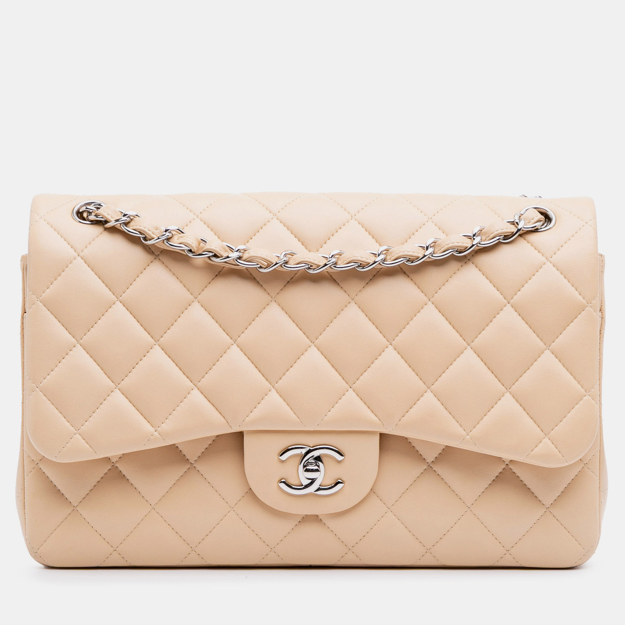 

Chanel Beige Jumbo Classic Lambskin Double Flap