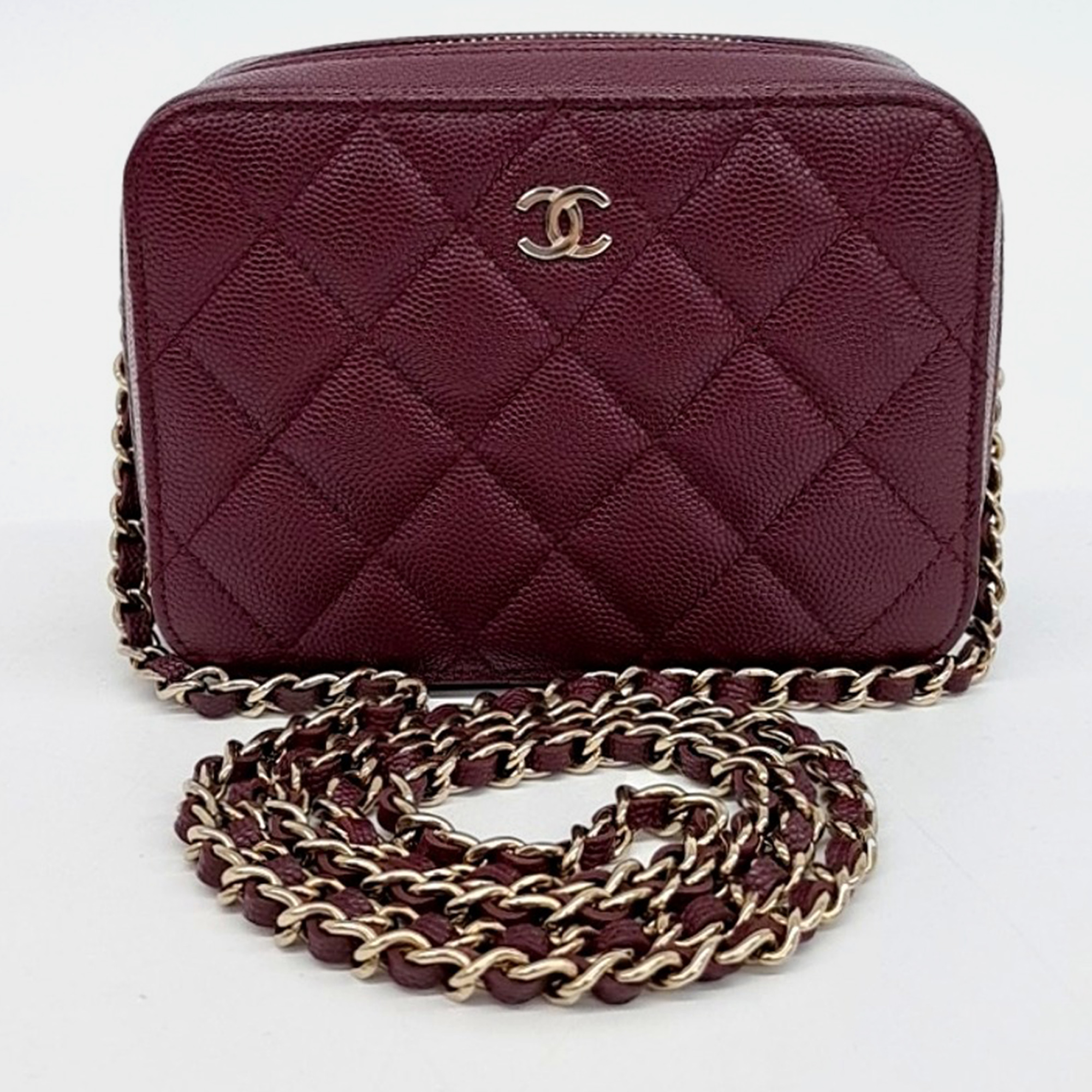 

Chanel Burgundy Leather Caviar Camera Crossbody Bag