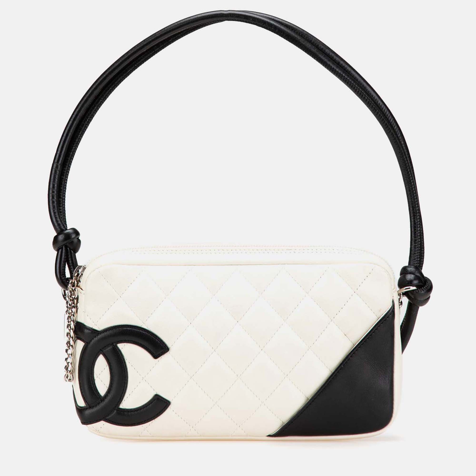 

Chanel Black/White Lambskin Cambon Ligne Pochette