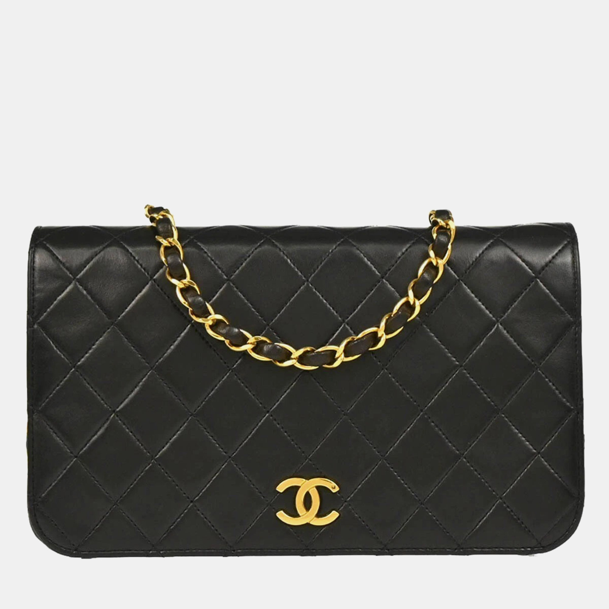 

Chanel Full Flap Small Black Lambskin Shoulder Bag