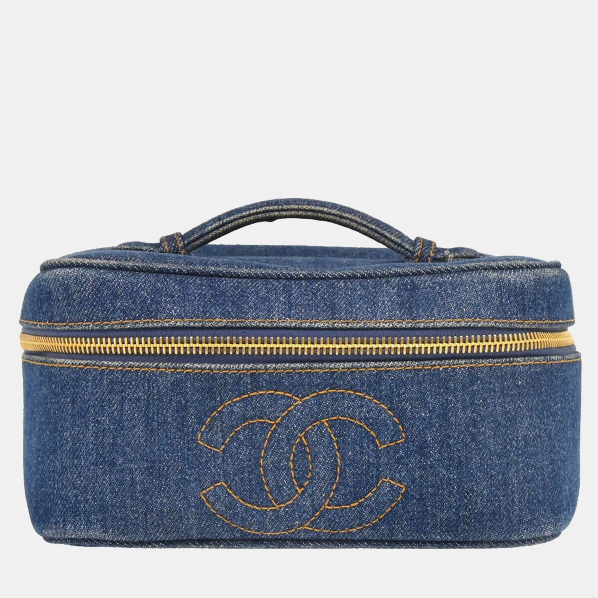 

Chanel CC Blue Denim Vanity Handbag
