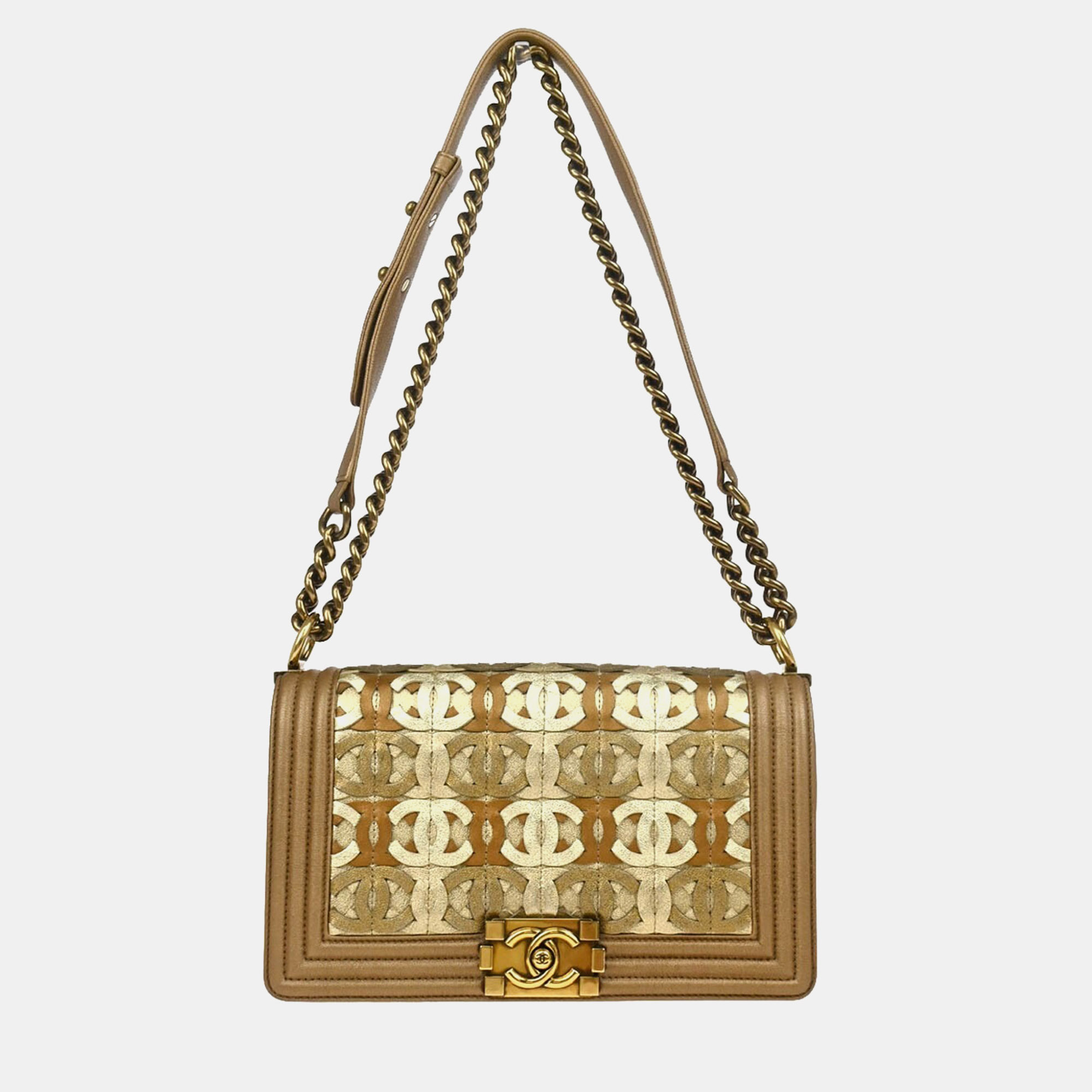 

Chanel Boy Medium Gold Lambskin Shoulder Bag
