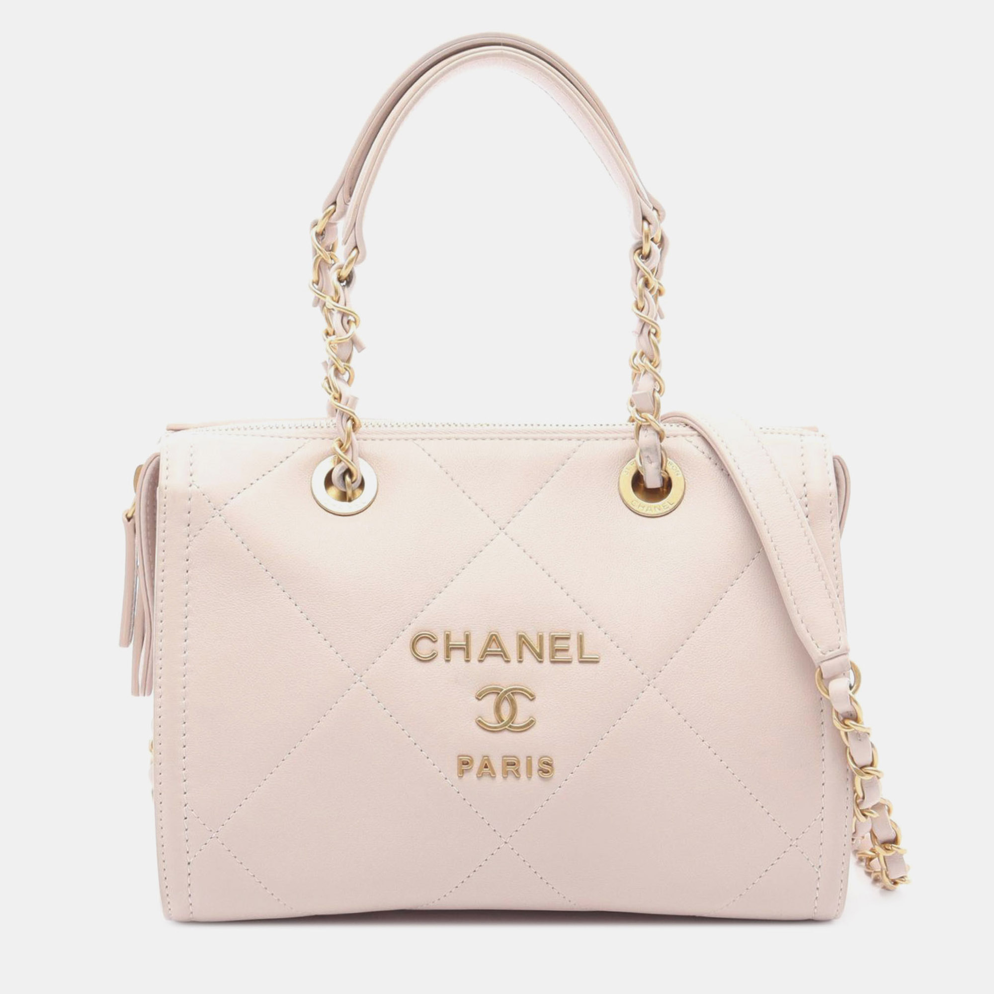 

Chanel Pink Small Quilted Calfskin Small Bowling Bag