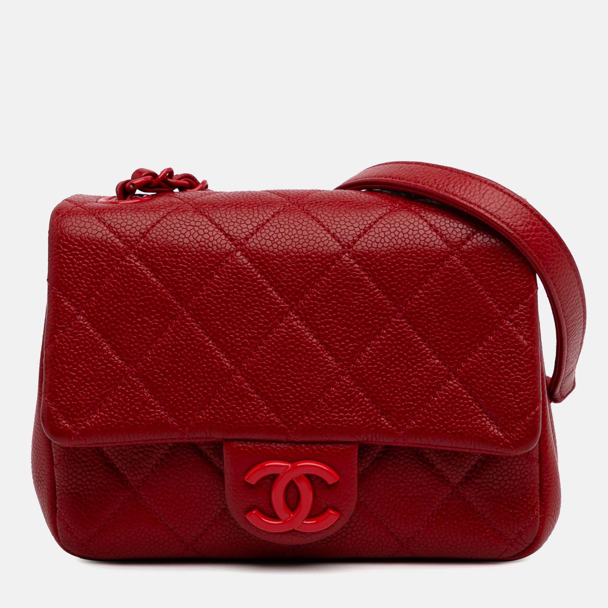 

Chanel Red Mini Square Caviar Incognito Flap