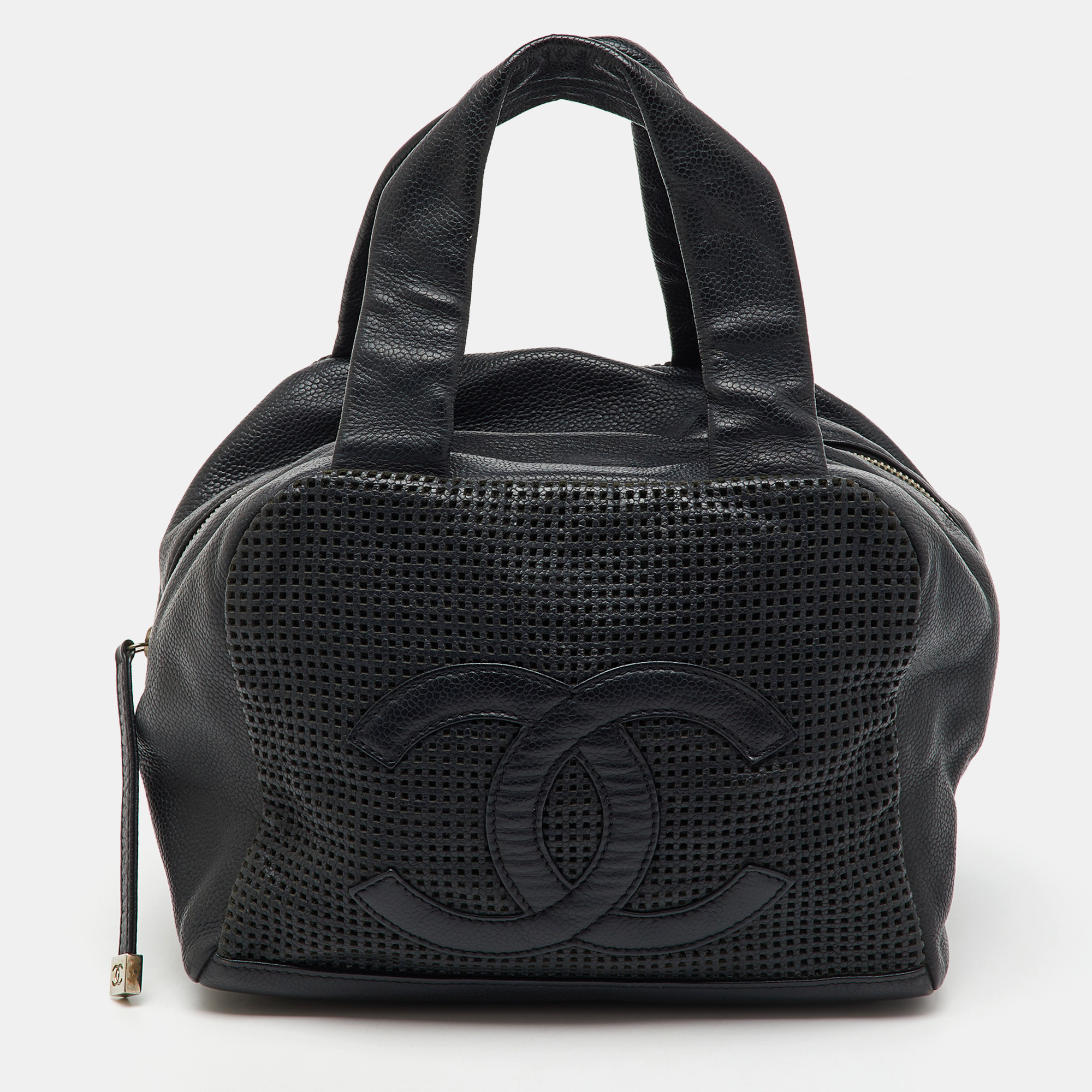 

Chanel Black Leather Perforated CC Bowler Bag